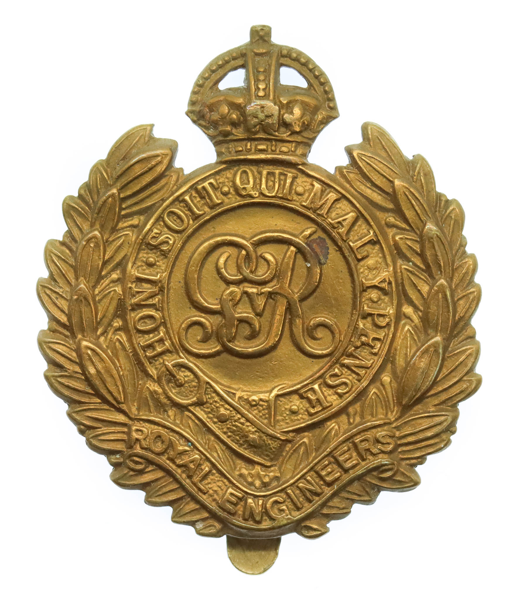 George V Royal Engineers Economy Cap Badge (Non Voided Centre)
