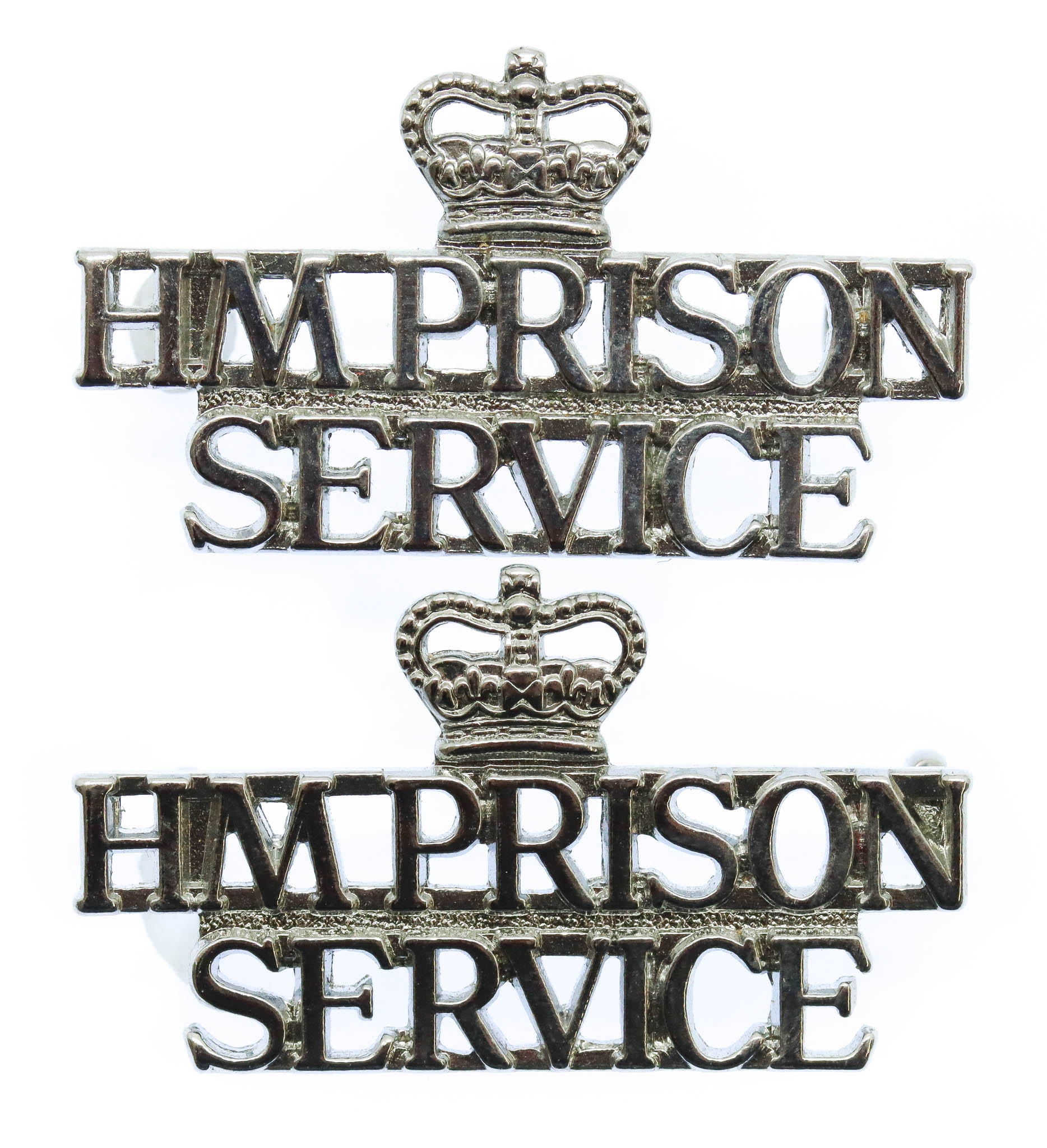 Pair of H.M. Prison Service (HM PRISON/SERVICE) Shoulder Titles