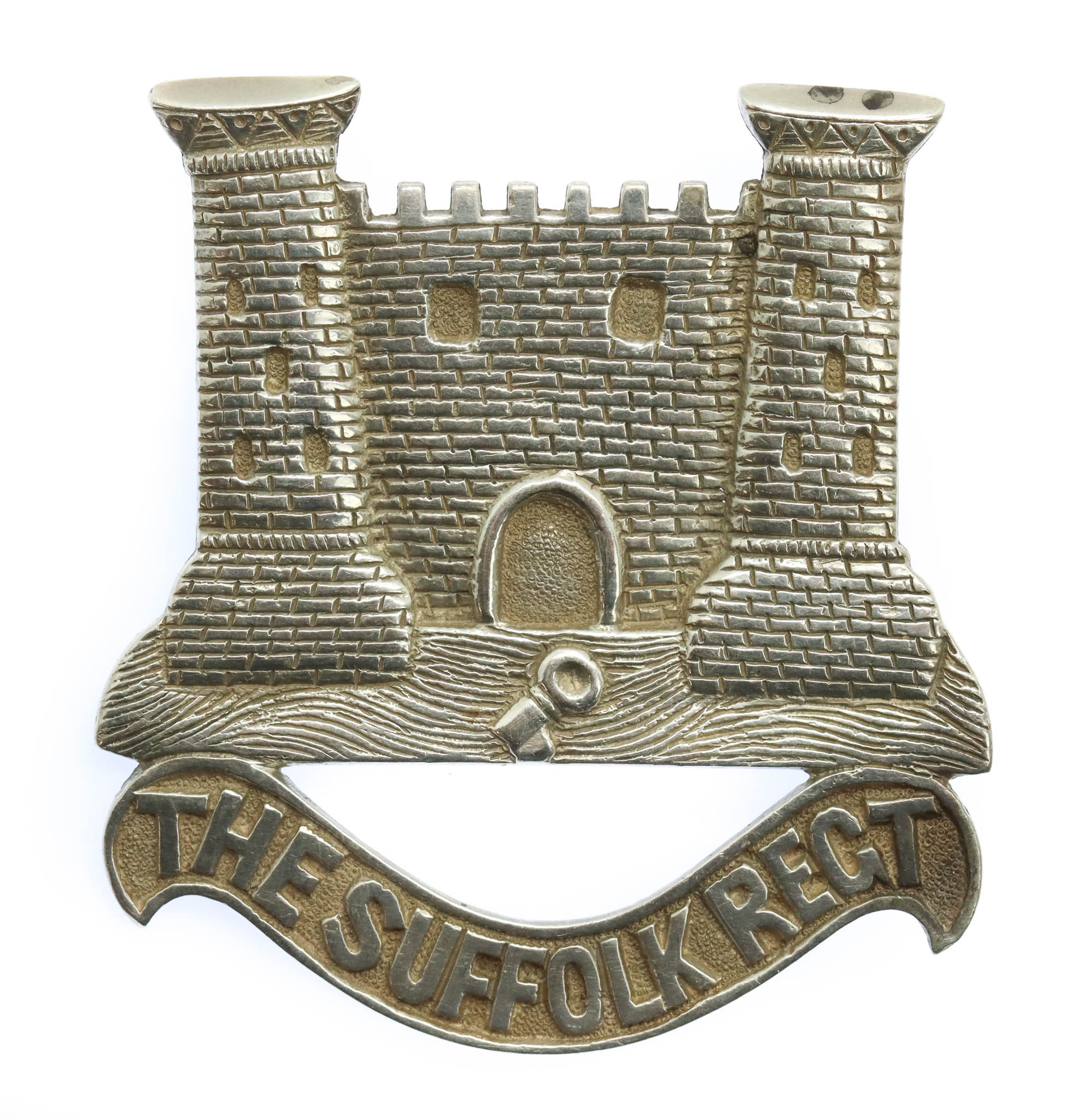 Victorian Suffolk Regiment Indian Officer's Mess Servants Silver Headdress Badge