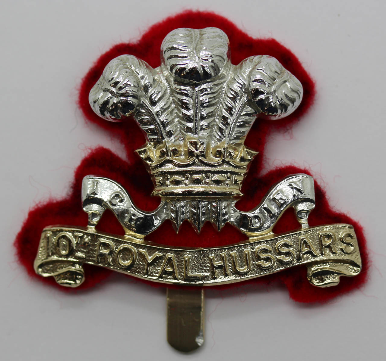 10th Royal Hussars Anodised (Staybrite) Cap Badge
