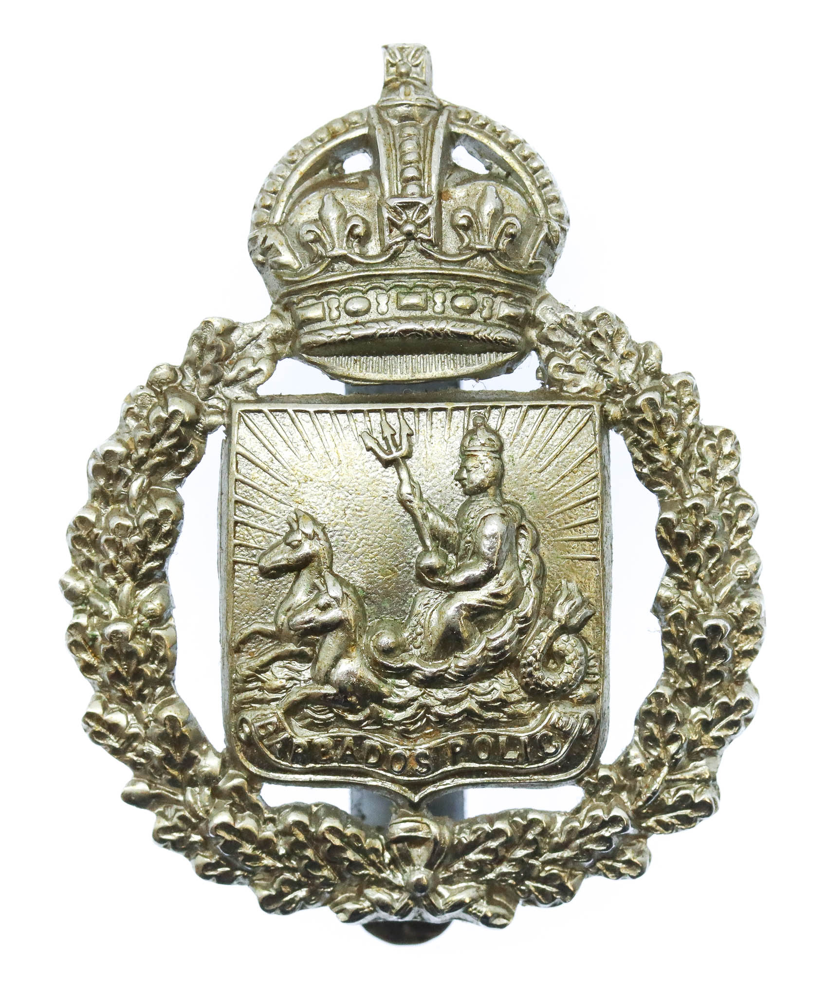 Barbados Police Cap Badge - King's Crown