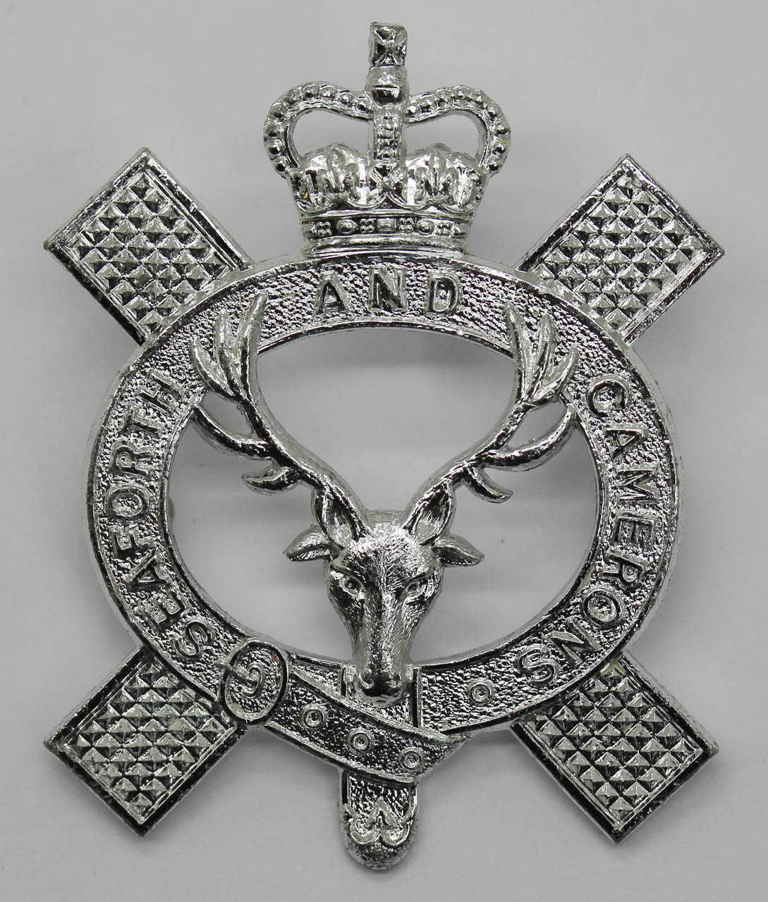 Queen's Own Highlanders (Seaforth and Camerons) Anodised (Staybrite) Pipers Cap Badge