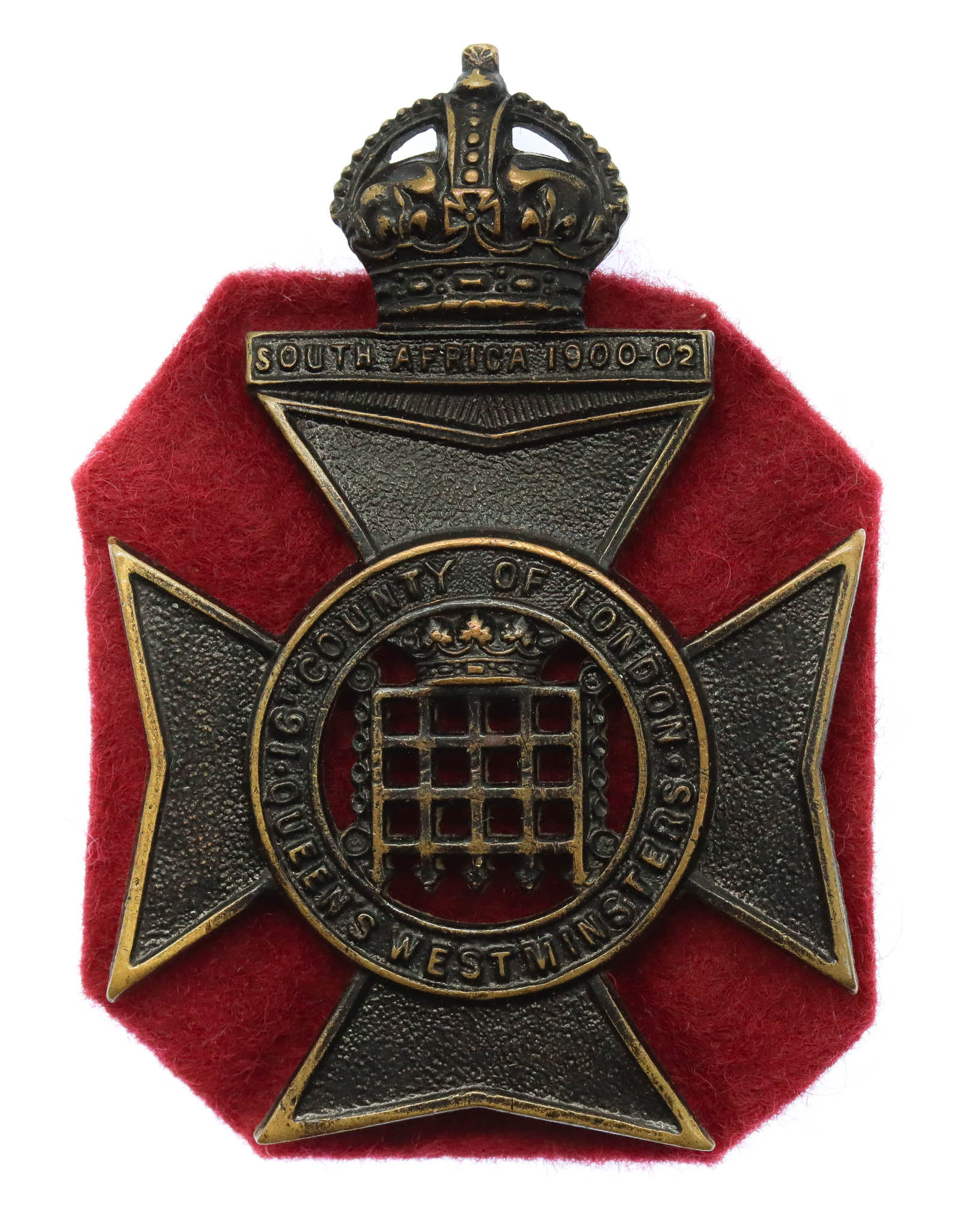 16th County of London Bn. (Queen's Westminster Rifles) London Regiment Cap Badge - King's Crown