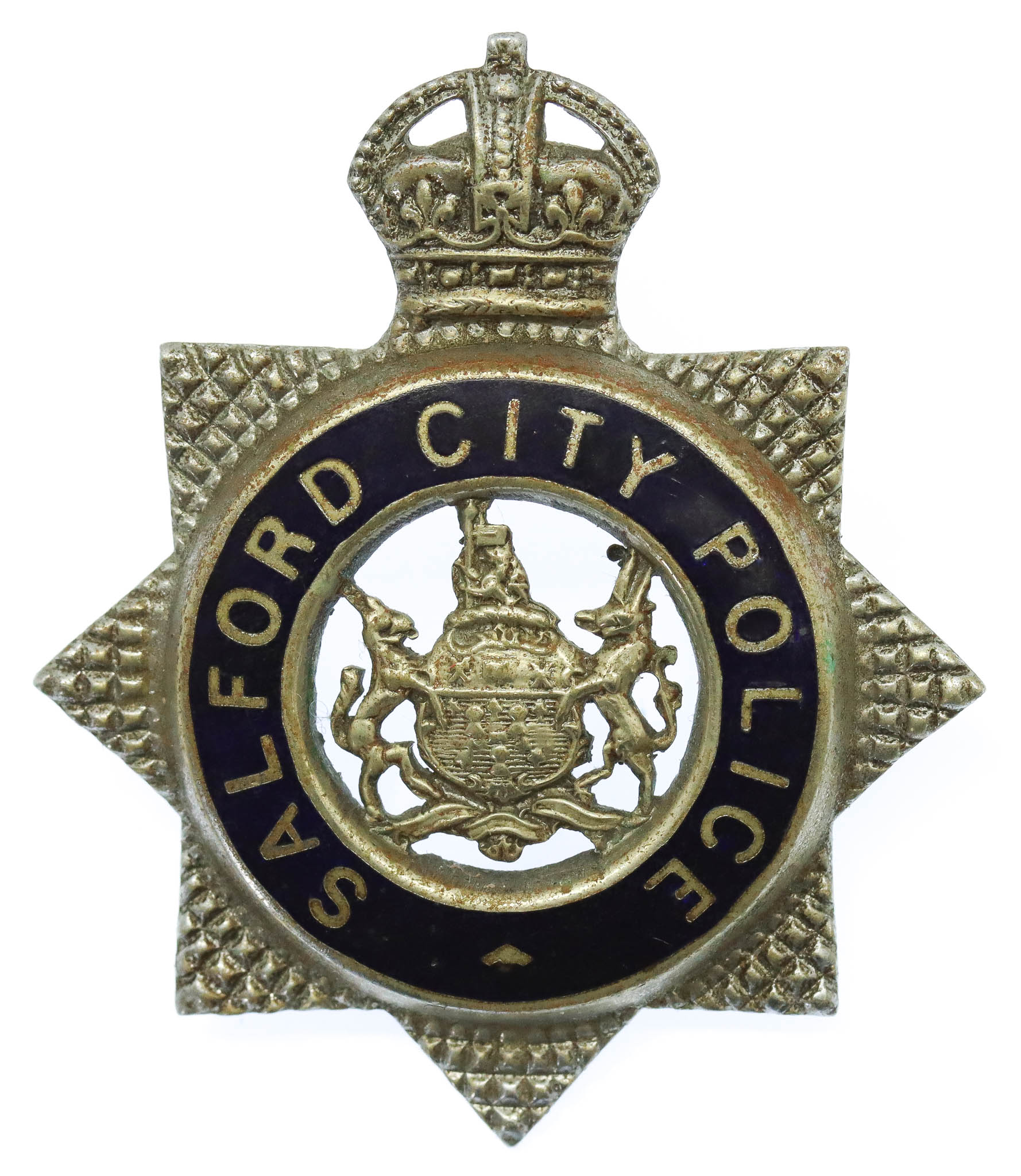 * Salford City Police Senior Officer's Enamelled Cap Badge - King's Crown