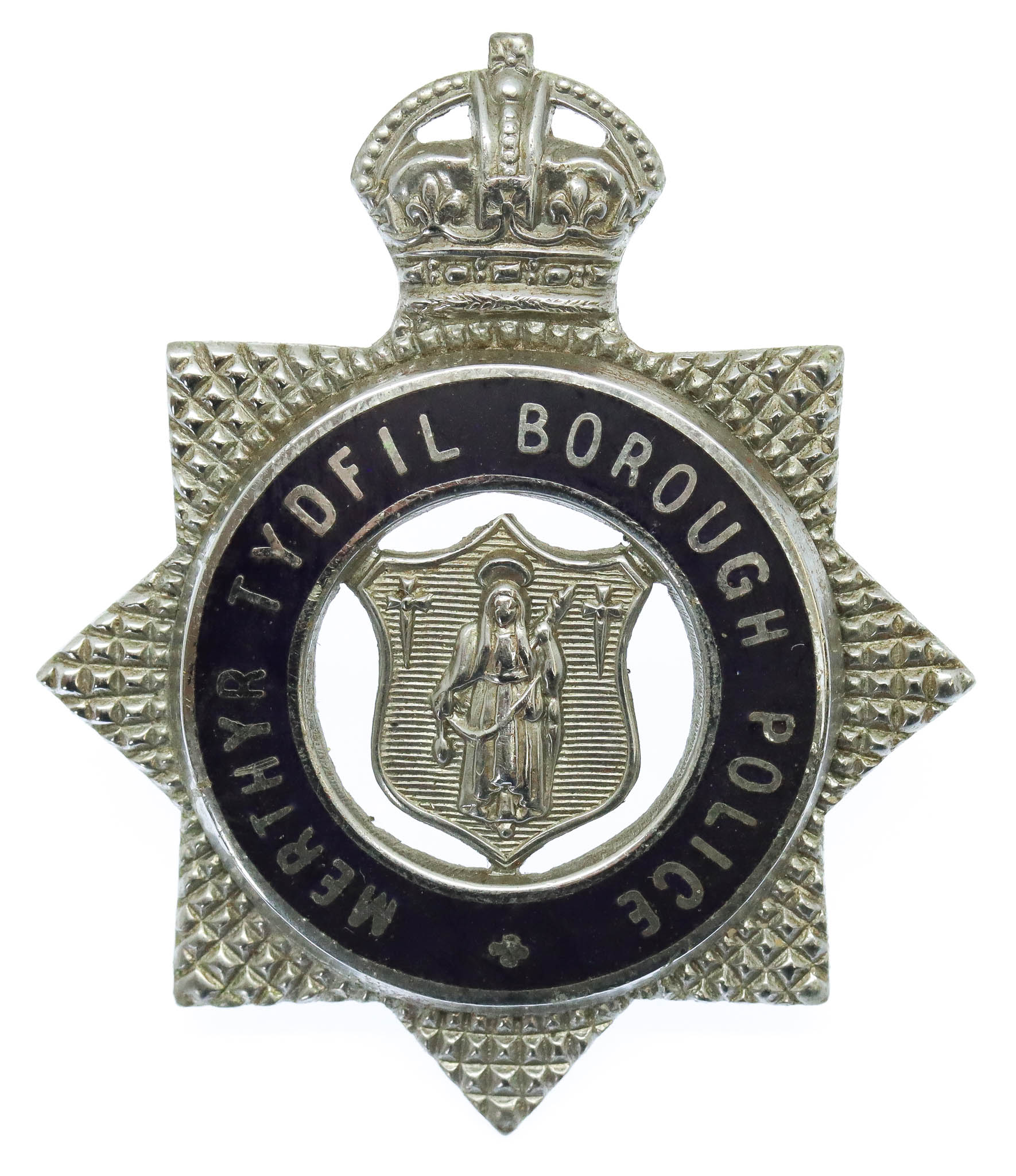* Merthyr Tydfil Borough Police Senior Officer's Enamelled Cap Badge - King's Crown