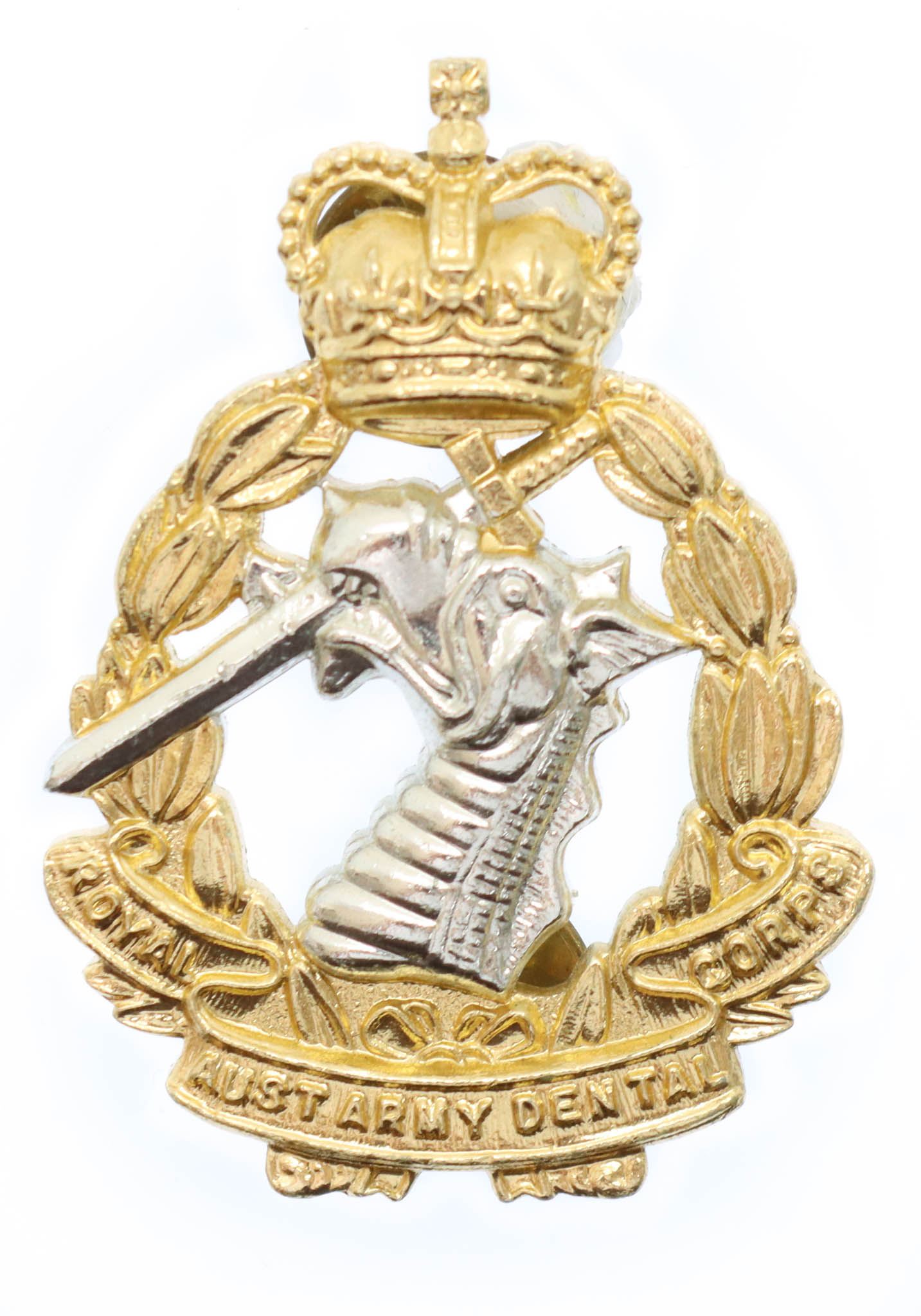 Royal Australian Army Dental Corps Anodised (Staybrite) Cap Badge