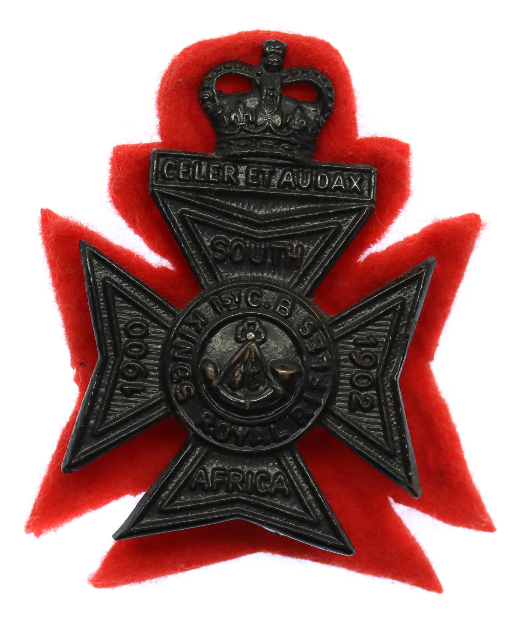 1st Cadet Bn. King's Royal Rifle Corps Cap Badge - Queen's Crown