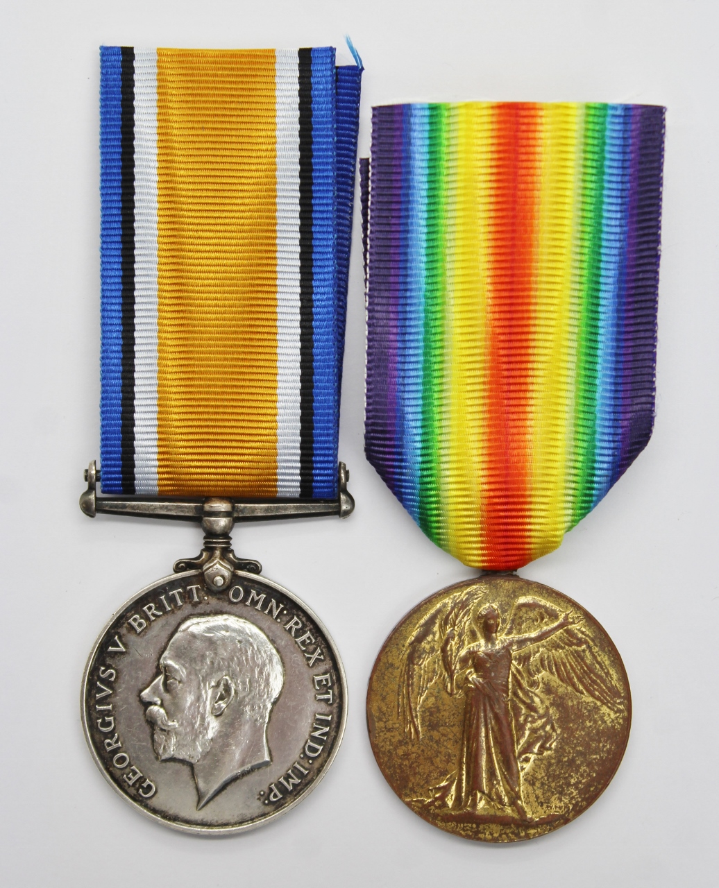 WW1 British War & Victory Medal Pair - Pte. S. Robinson, Cheshire Regiment - Wounded