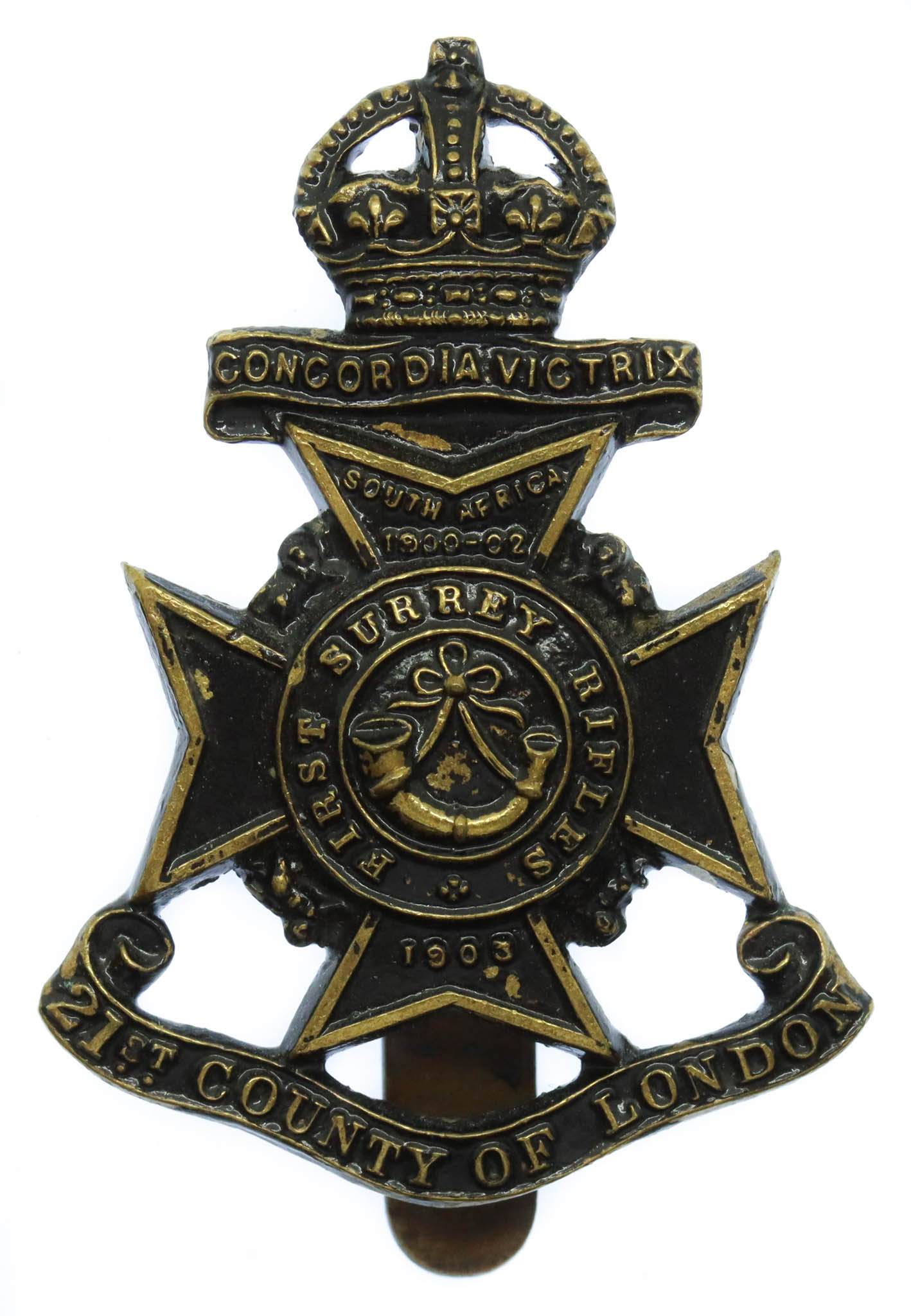 21st County of London Bn. (First Surrey Rifles) London Regiment Cap Badge