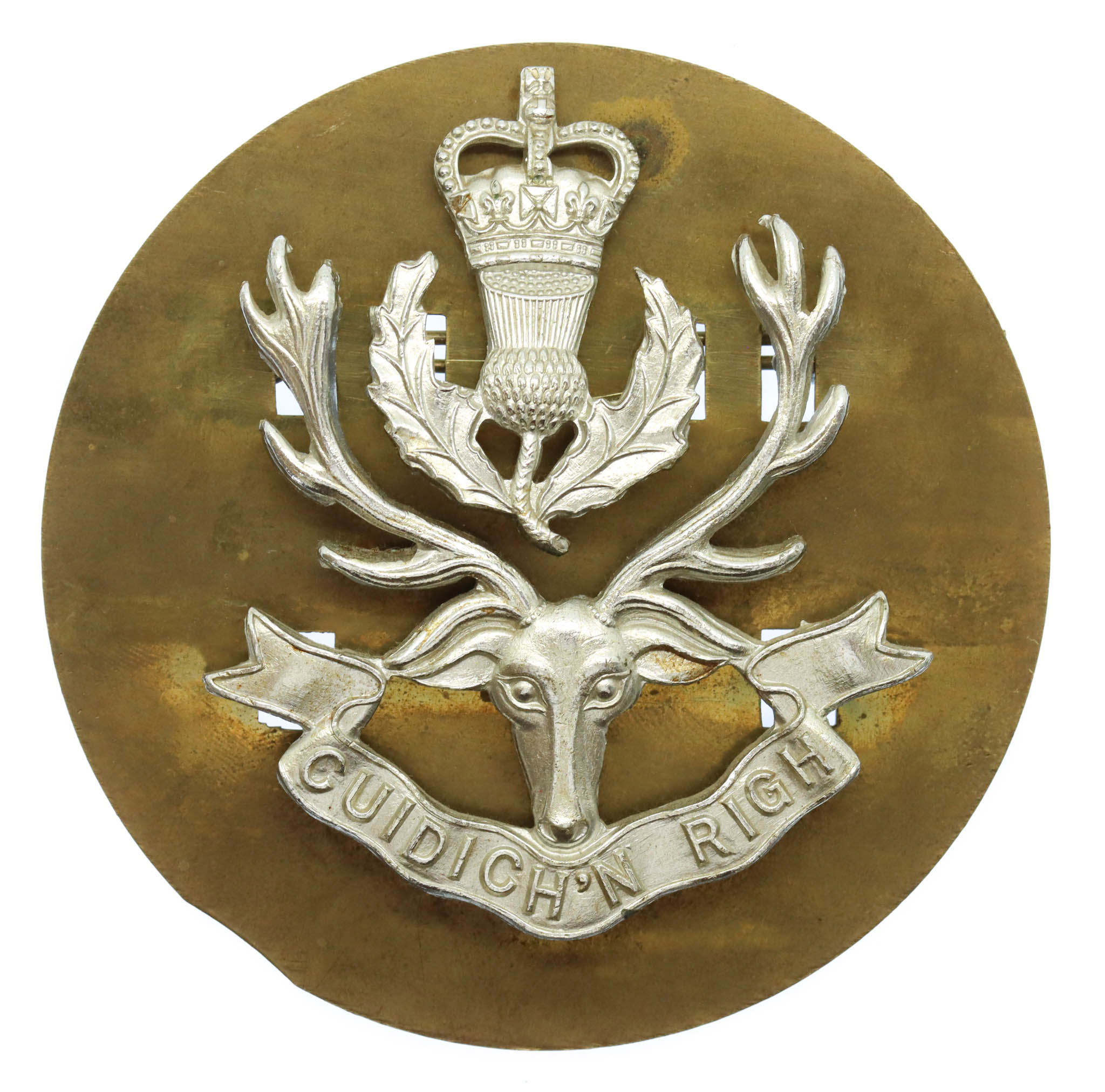 Queen's Own Highlanders Anodised (Staybrite) Cap Badge