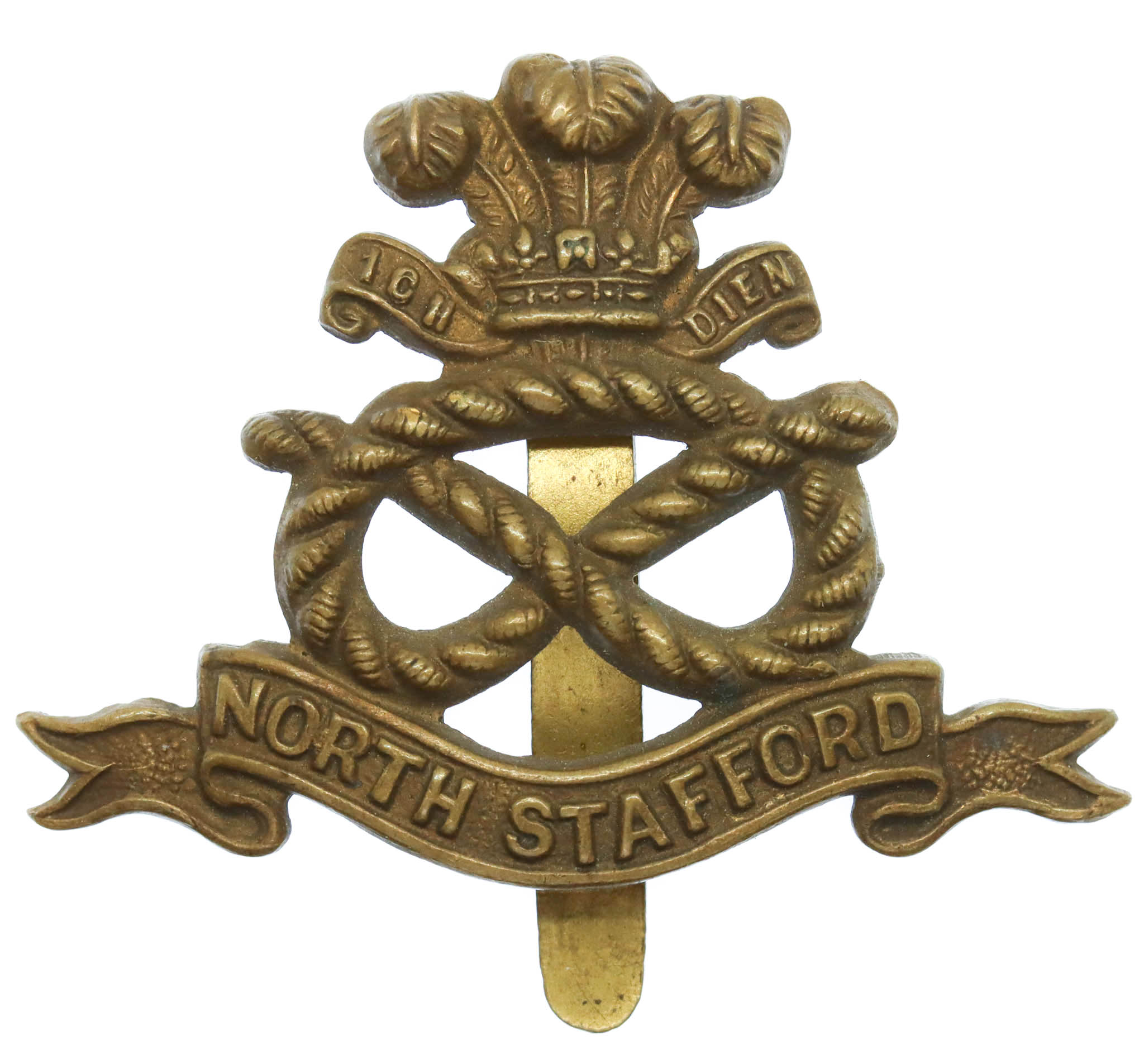 North Staffordshire Regiment WWI All Brass Economy Cap Badge