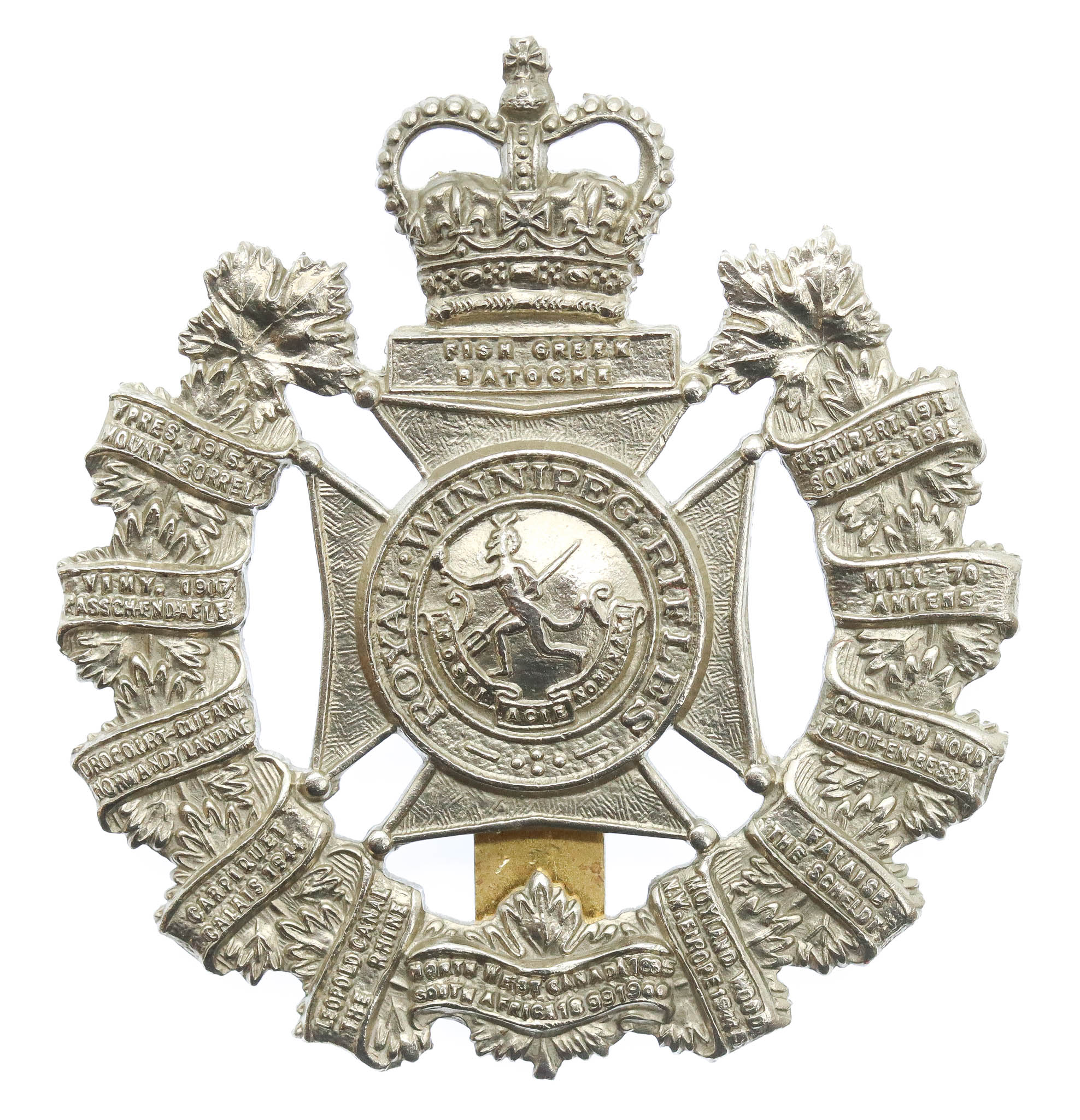Canadian Royal Winnipeg Rifles Cap Badge - Queen's Crown
