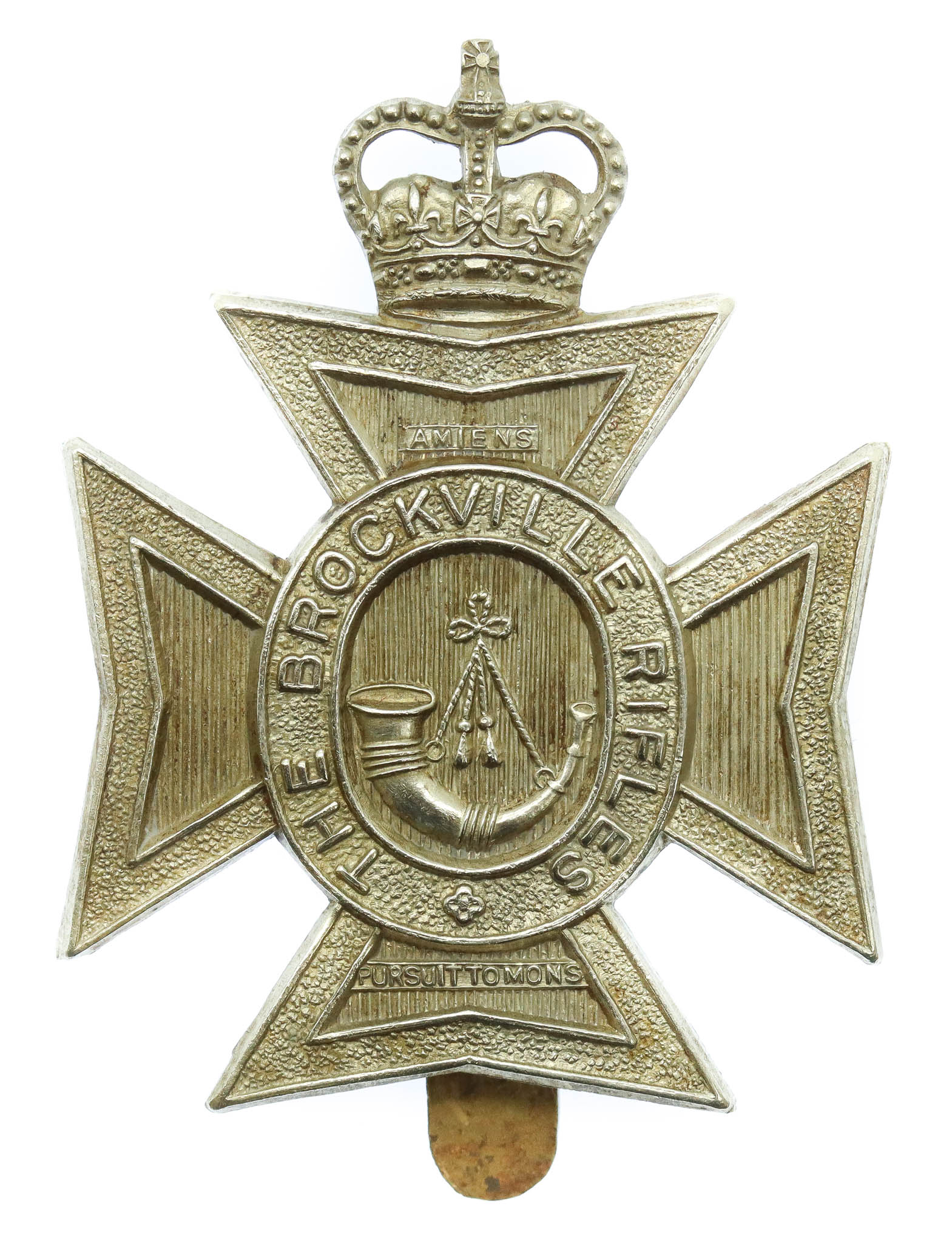 Canadian The Brockville Rifles Cap Badge - Queen's Crown