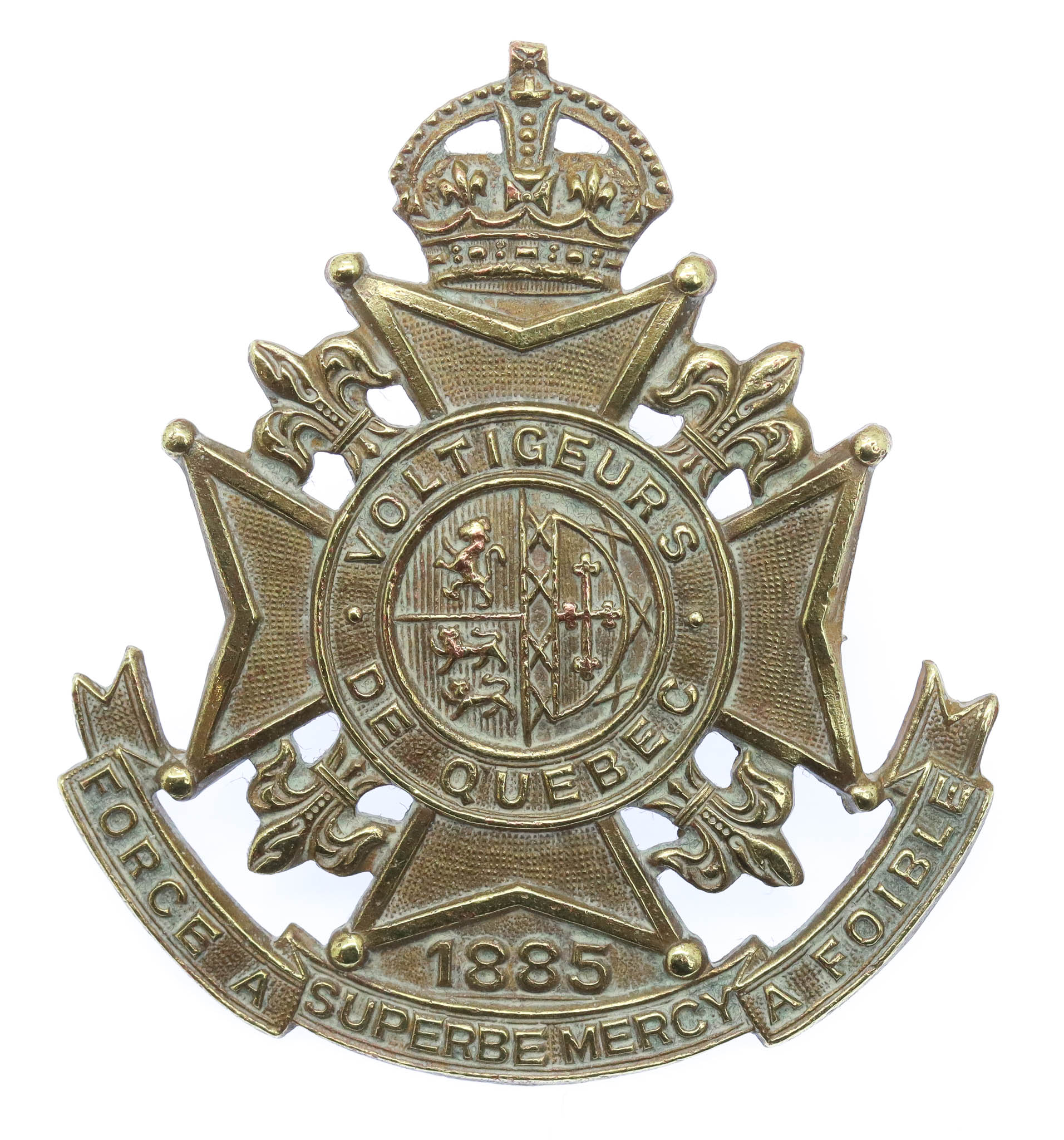 Canadian Les Voltigeurs de Quebec Cap Badge - King's Crown