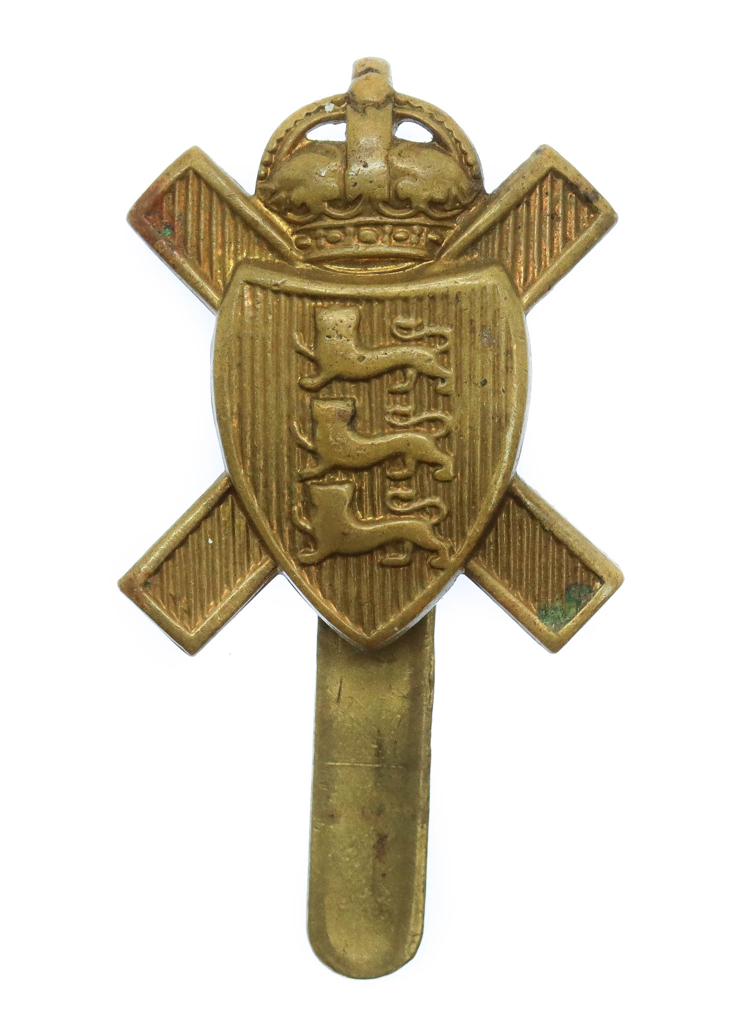 Royal Jersey Light Infantry Cap Badge - King's Crown