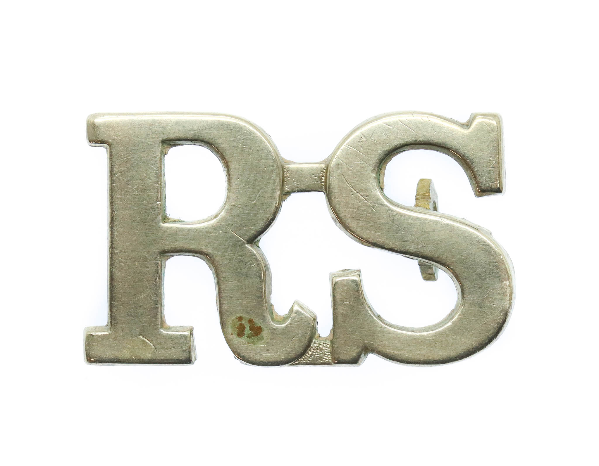 Royal Scots (R.S.) White Metal Shoulder Title