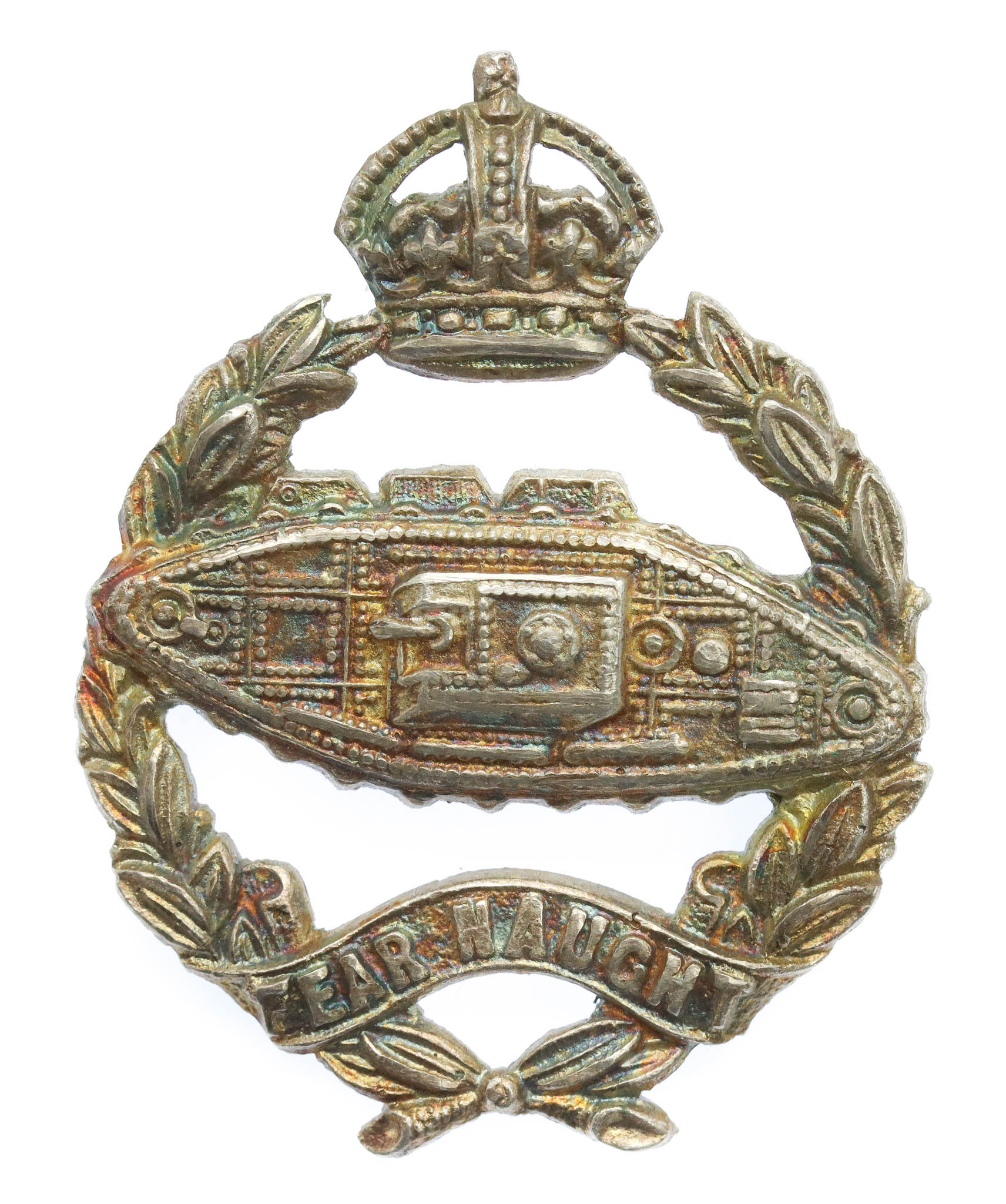 Royal Tank Regiment Officer's Sterling Silver Cap Badge - King's Crown