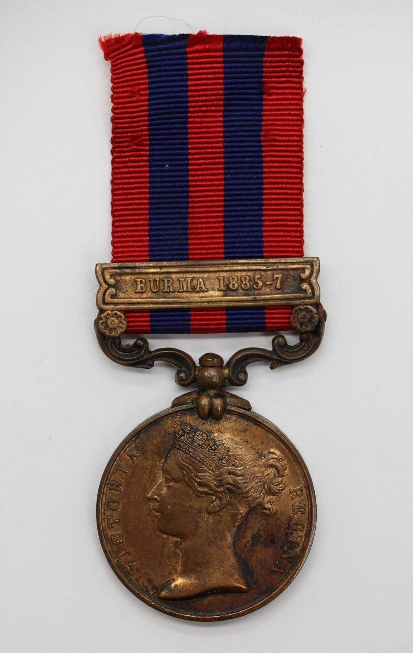 1854 India General Service Medal (Bronze) (Clasp - Burma 1885-7) - Bearer Seerapoo Moonesawamy, Madras Transport Department