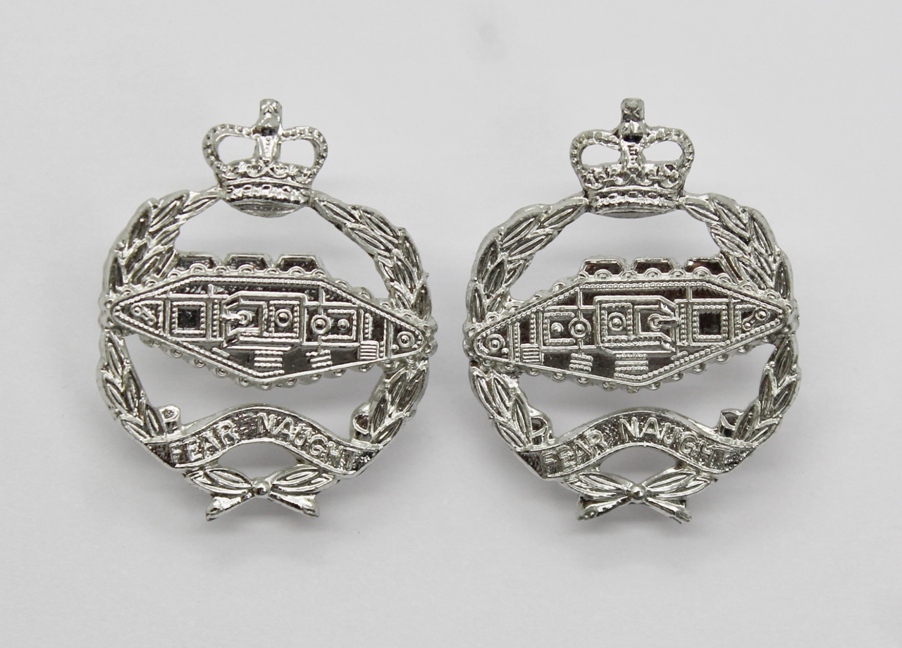 Pair of Royal Tank Regiment  (R.T.R.) Anodised (Staybrite) Collar Badges