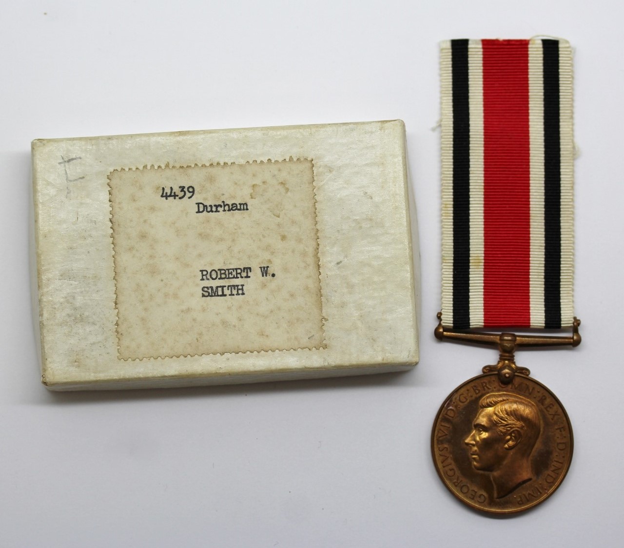 George VI Special Constabulary Long Service Medal in Box - Robert W. Smith, Durham Constabulary