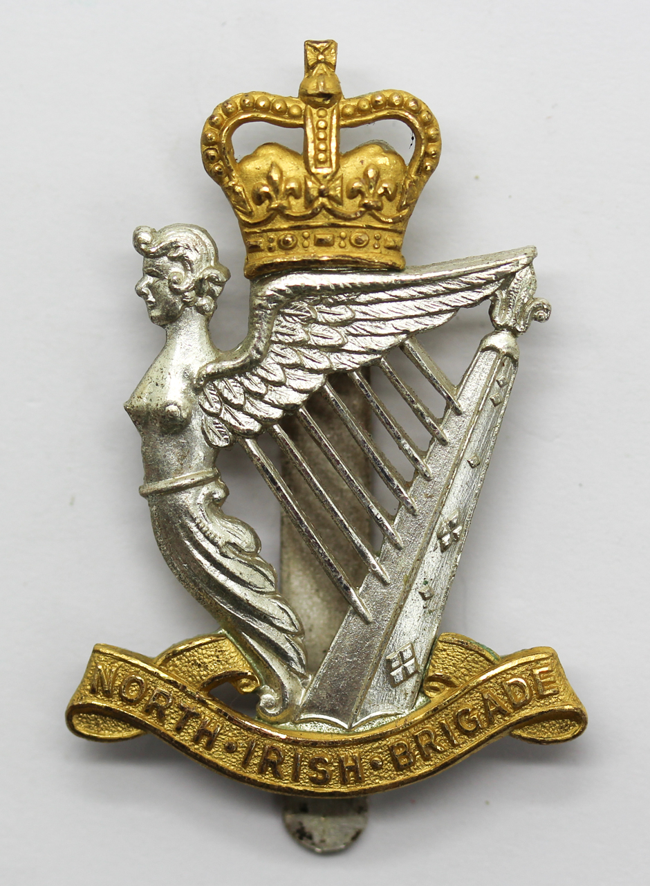 North Irish Brigade Senior NCO's Silvered & Gilt Cap Badge