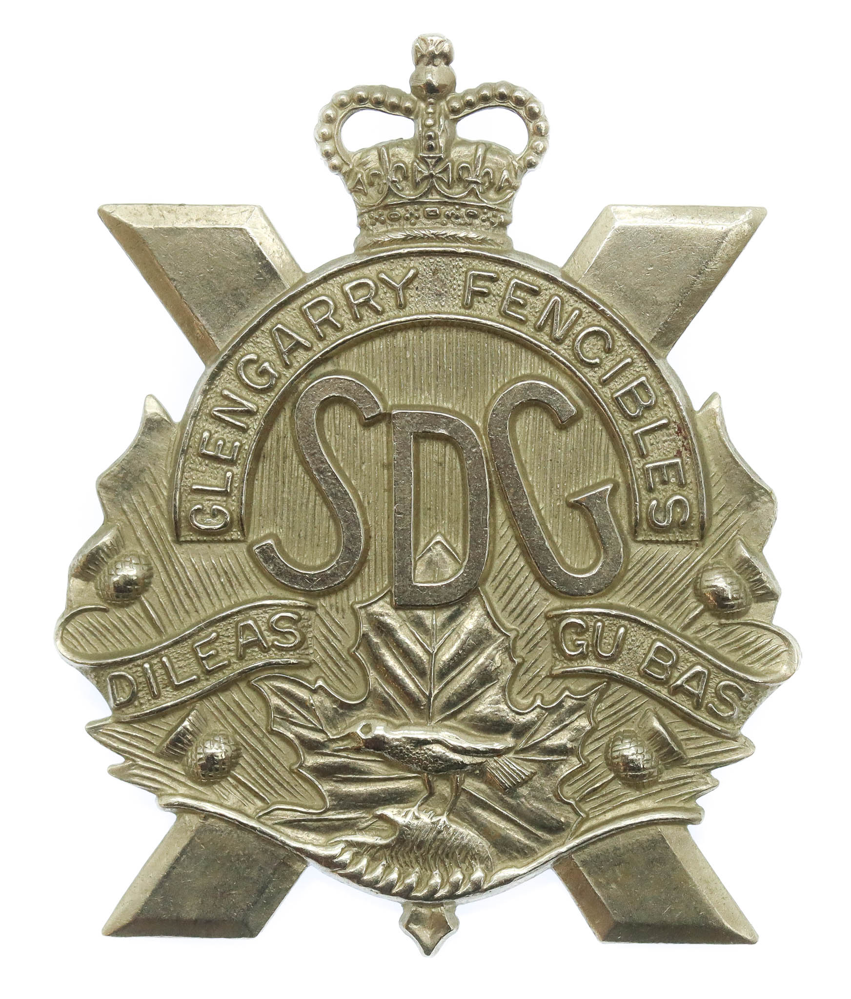 Canadian Stormont, Dundas & Glengarry Highlanders (Glengarry Fencibles) Cap Badge - Queen's Crown