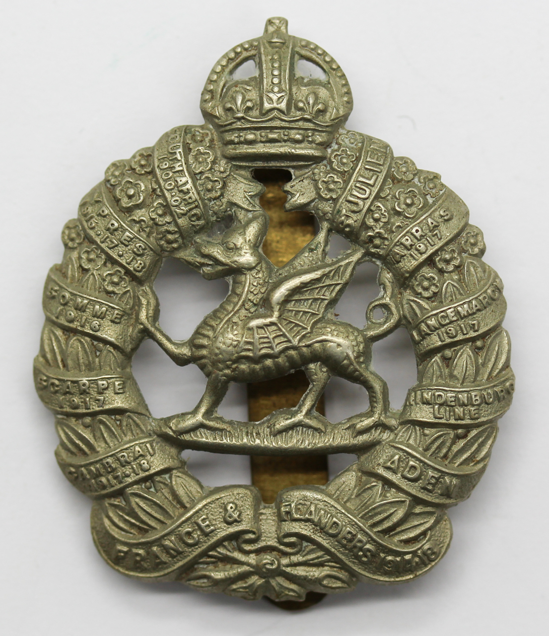 1st Bn. Monmouthshire Regiment Cap Badge - King's Crown