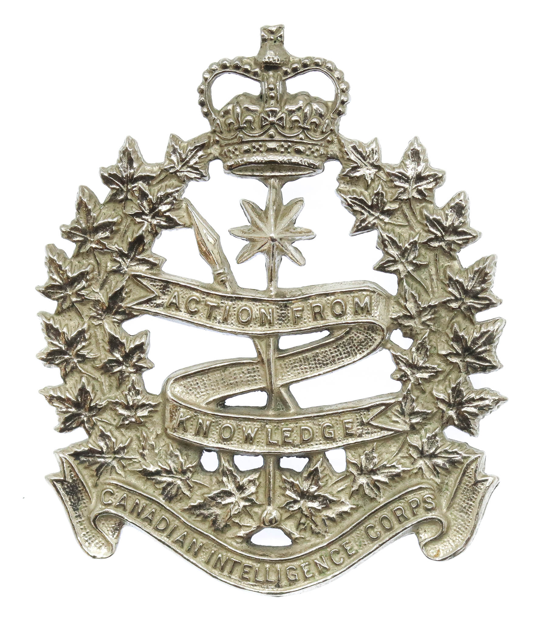 Canadian Intelligence Corps Cap Badge - Queen's Crown