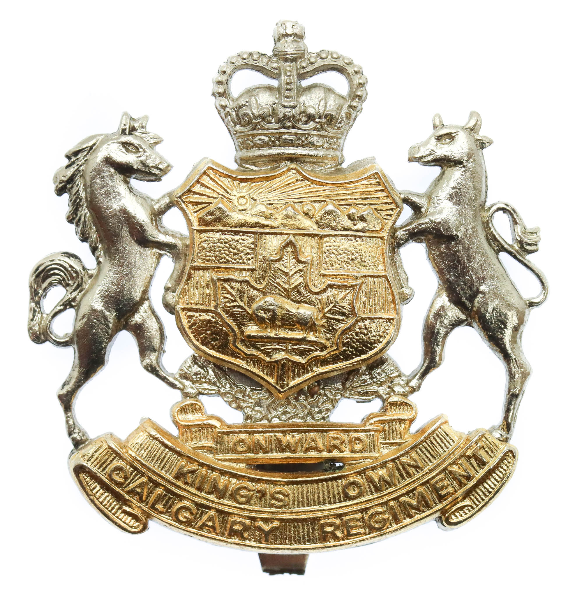 Canadian King's Own Calgary Regiment Cap Badge - Queen's Crown