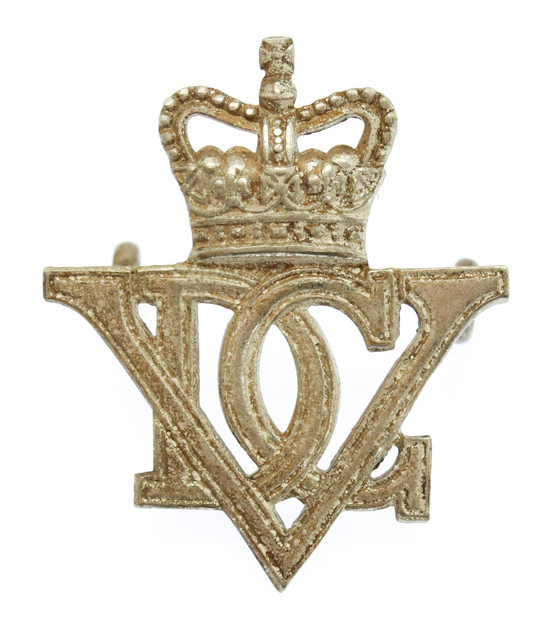 5th Royal Inniskilling Dragoon Guards Officer's Silvered Cap Badge - Queen's Crown