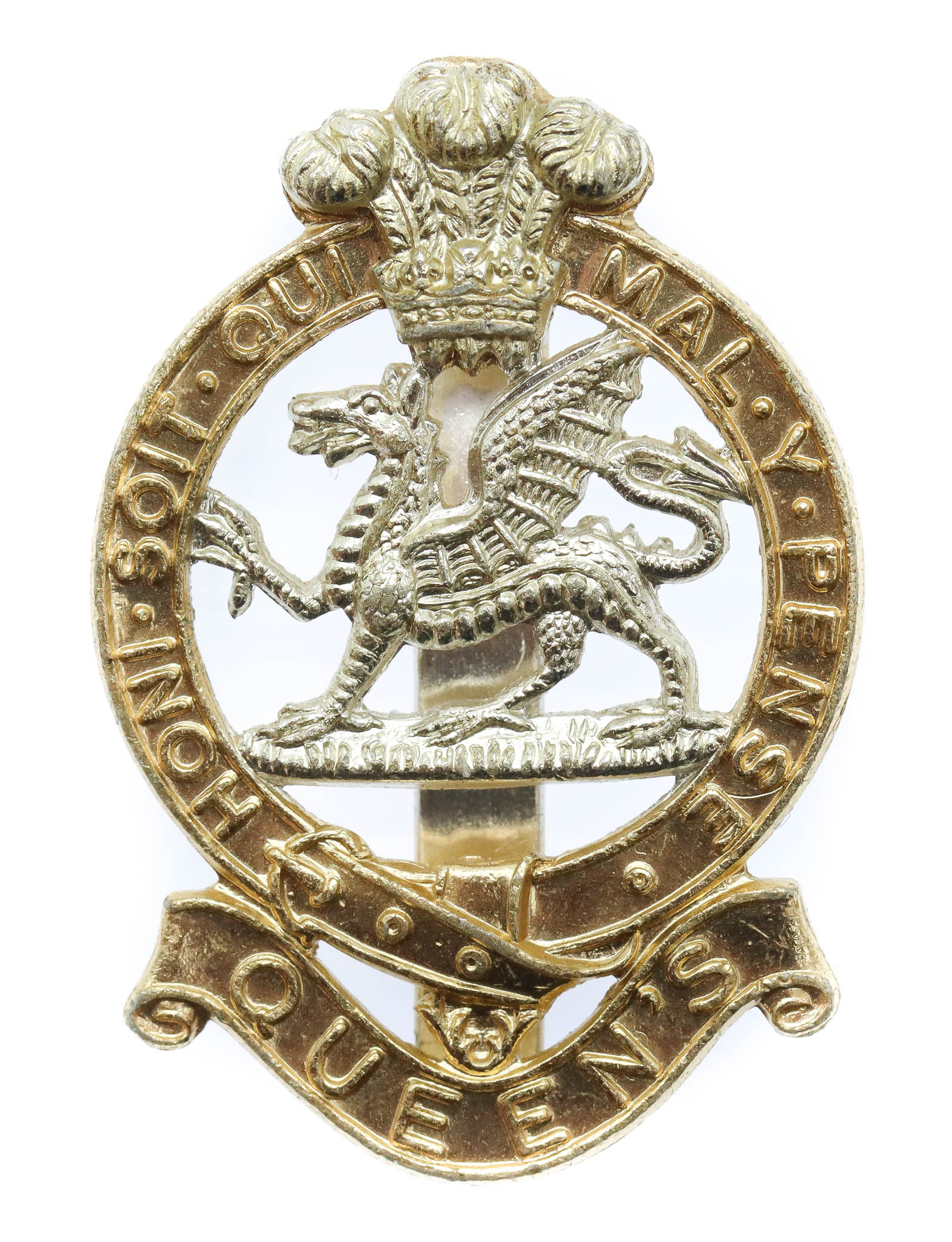 Queen's Royal Regiment Anodised (Staybrite) Cap Badge