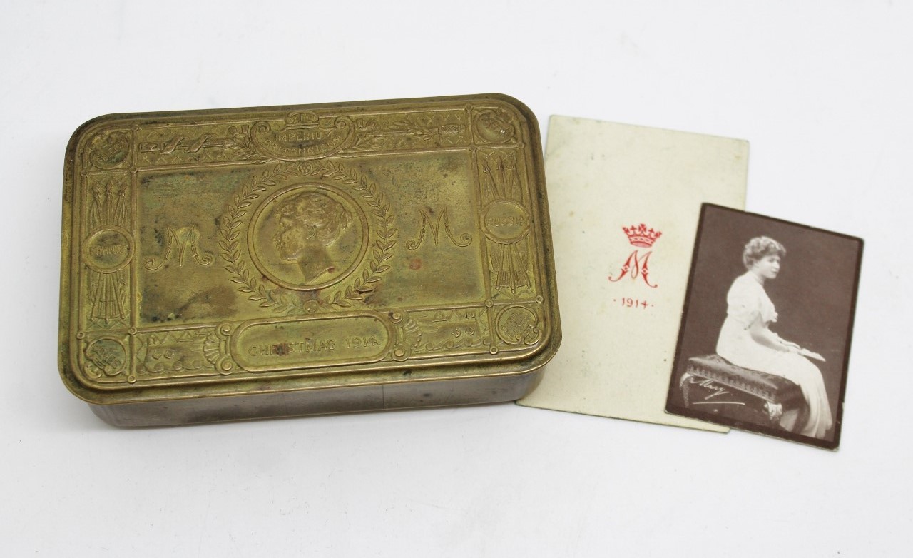 1914 Princess Mary Christmas Gift Tin with Christmas Card & Photo