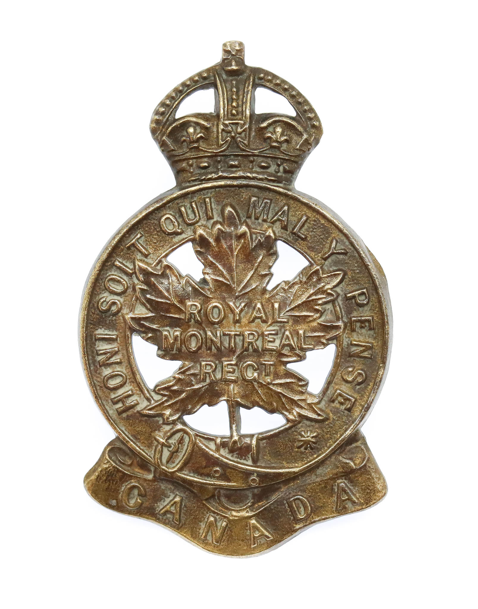 Canadian Royal Montreal Regiment Cap Badge - King's Crown