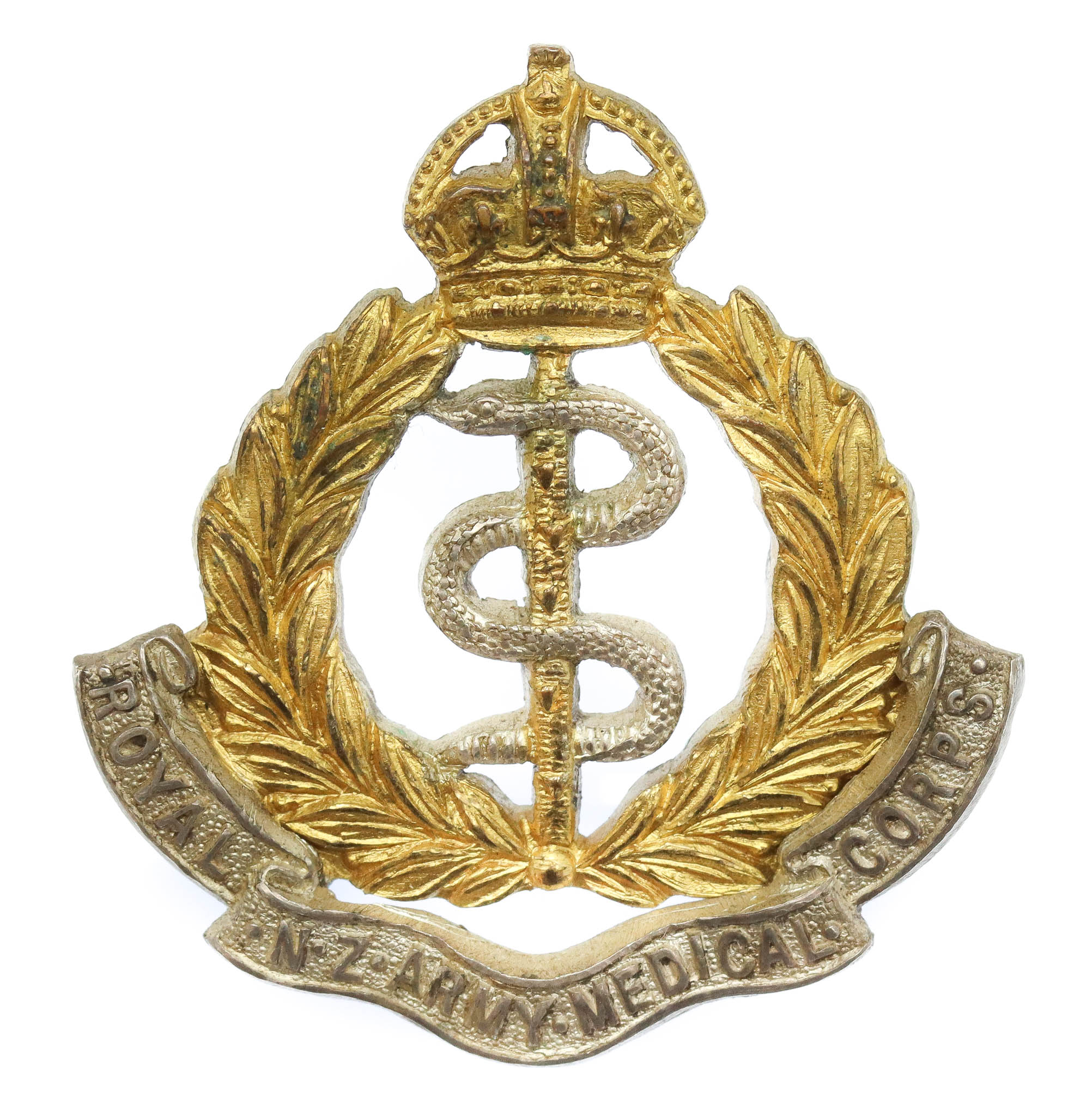 Royal New Zealand Army Medical Corps Officer's Cap Badge - King's Crown