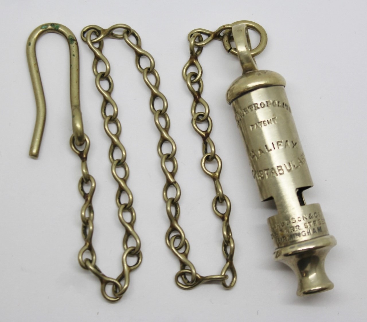 Halifax Constabulary 'The Metropolitan' Patent Police Whistle & Chain