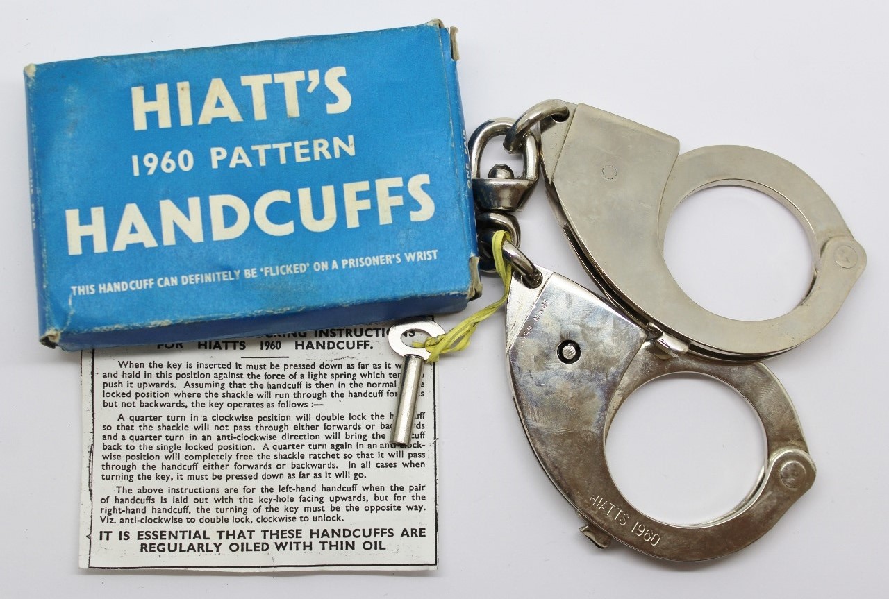 Hiatt's 1960 Pattern Police Handcuffs with Key in Original Box
