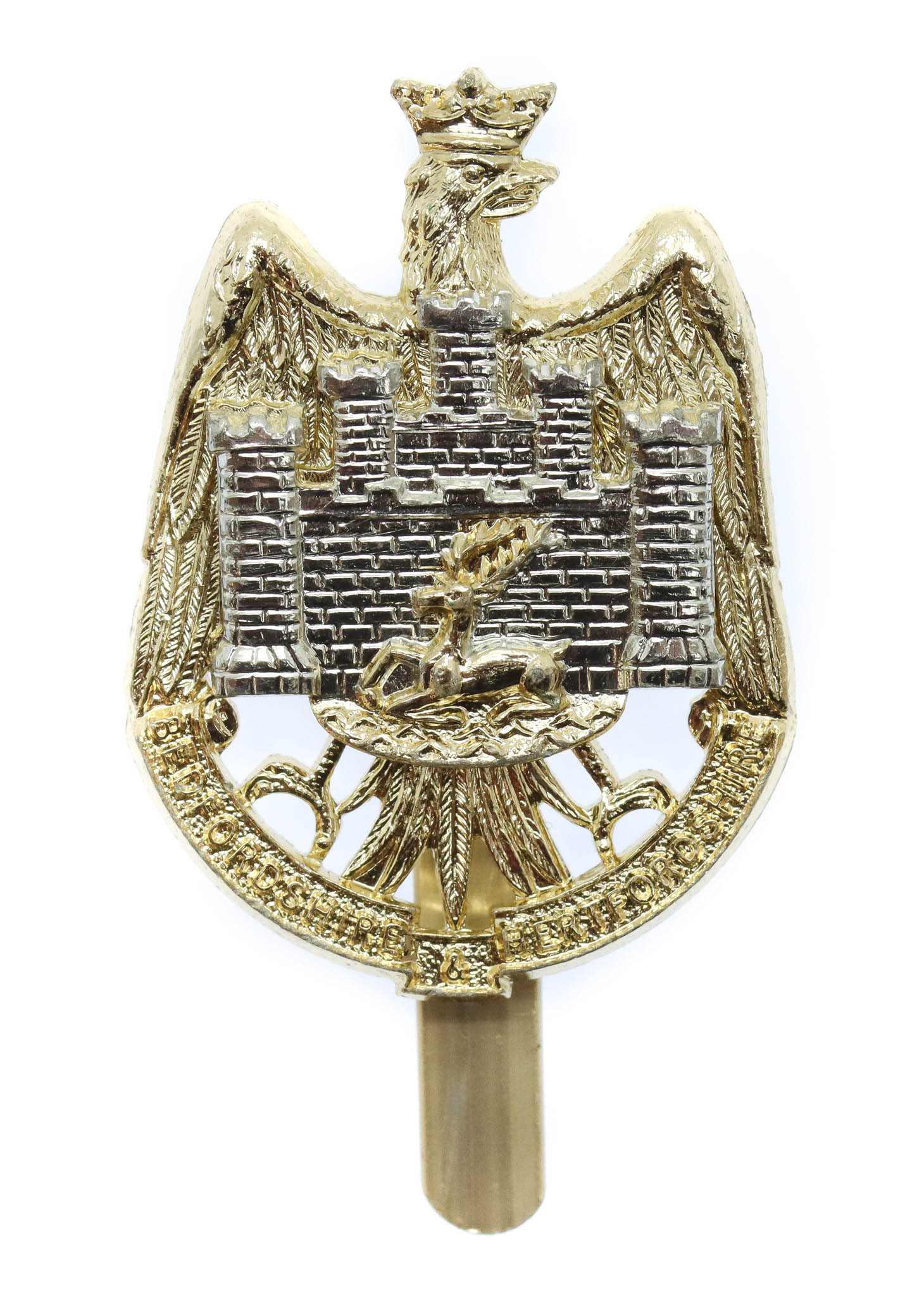 Bedfordshire & Hertfordshire Territorials Anodised (Staybright) Cap Badge