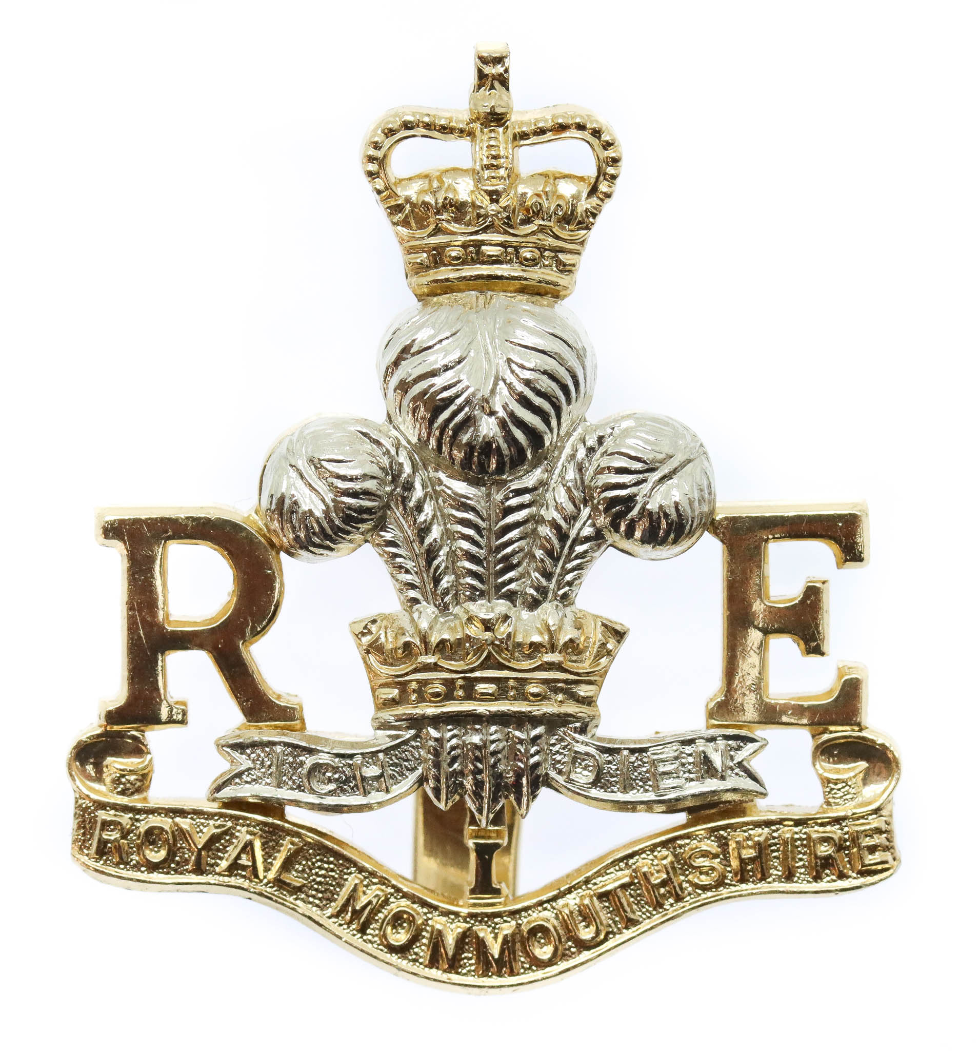 Royal Monmouthshire Royal Engineers Anodised (Staybrite) Cap Badge