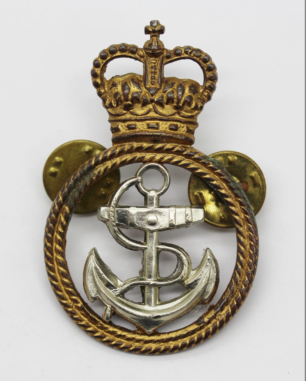 Royal Navy Petty Officer's Bi-Metal Cap Badge - Queen's Crown