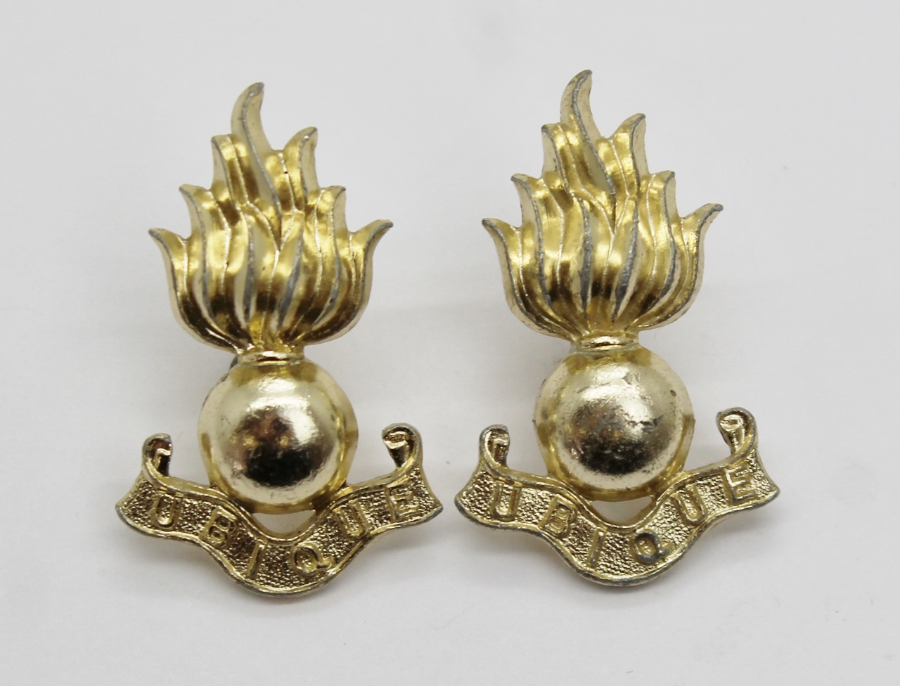 Pair of Royal Engineers (R.E.) Anodised (Staybrite) Collar Badges