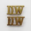 Pair of Duke of Wellington's Regiment (D.W.) Brass Shoulder Titles