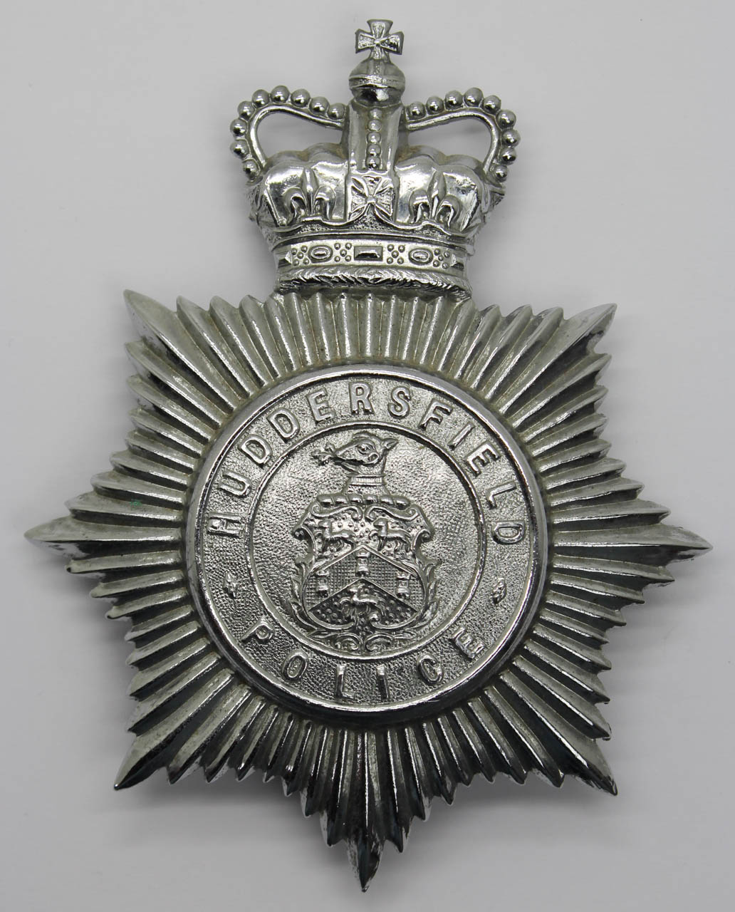 Huddersfield Police Helmet Plate - Queen's Crown