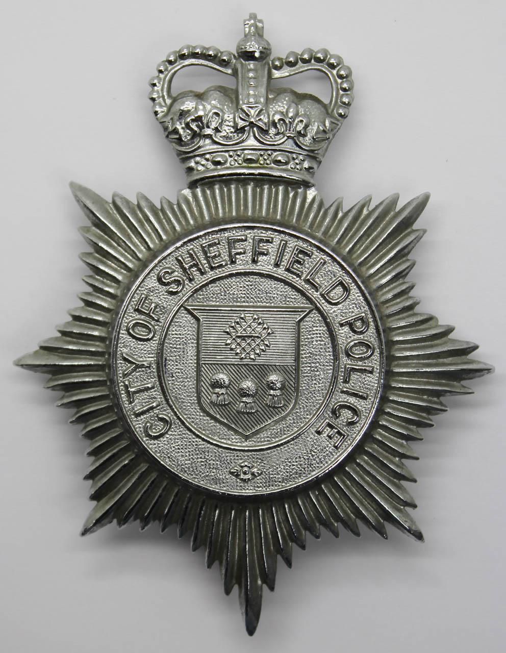 Sheffield City Police Helmet Plate - Queen's Crown