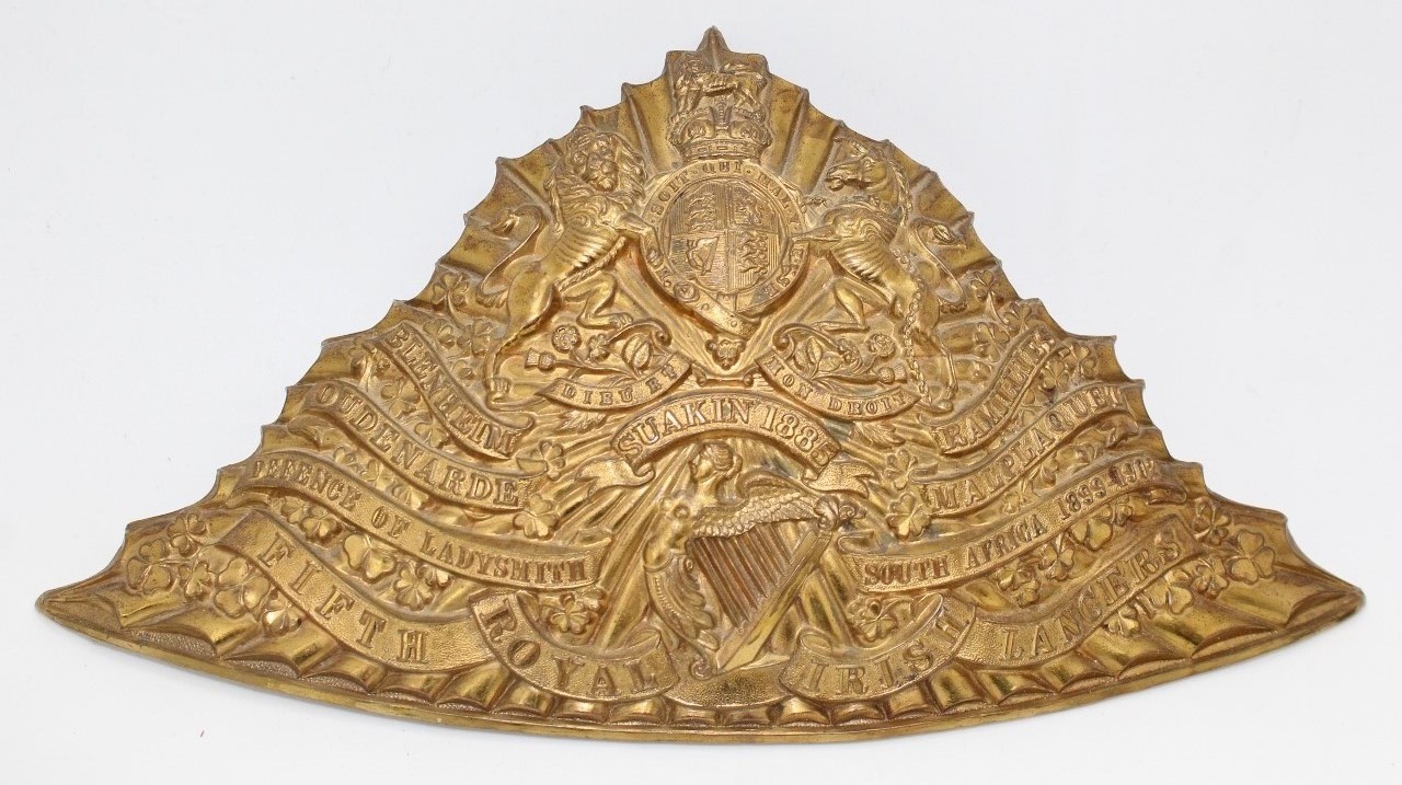 Edwardian 5th Royal Irish Lancers Czapka Cap Plate