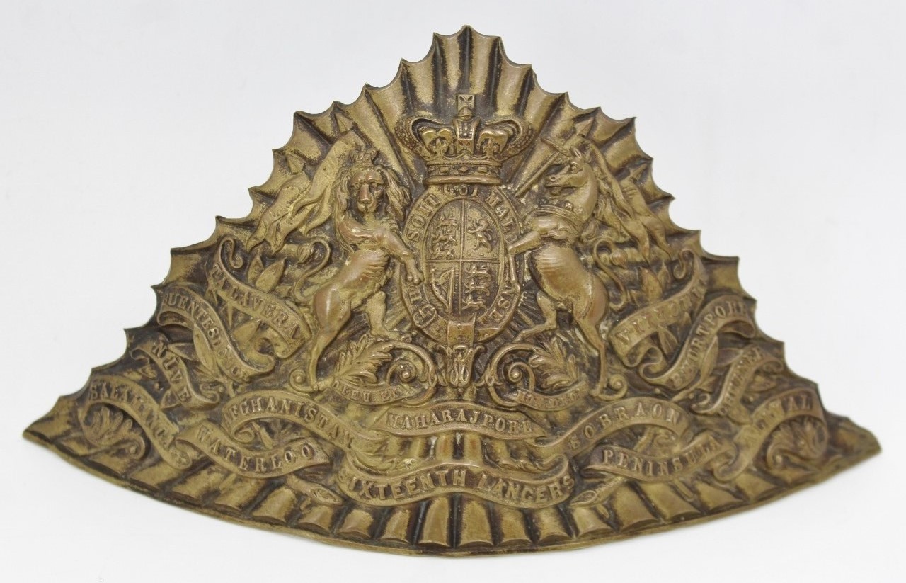 Victorian 16th (Queen's) Lancers Czapka Cap Plate