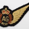 WW2 Royal Canadian Air Force (R.C.A.F.) Air Gunner (A.G.) Padded Brevet Wing