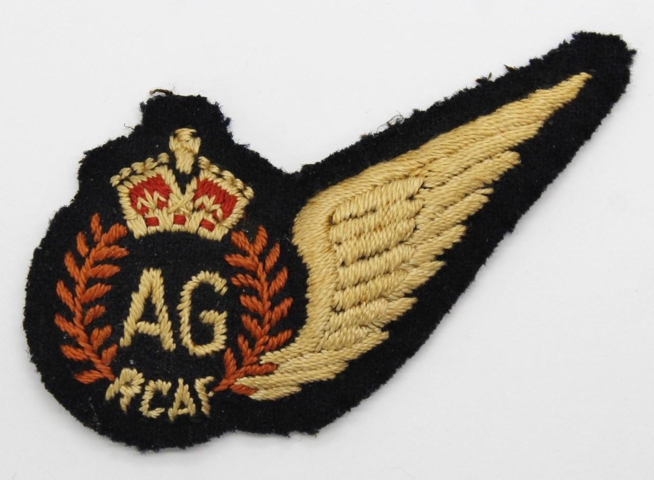 WW2 Royal Canadian Air Force (R.C.A.F.) Air Gunner (A.G.) Padded Brevet Wing