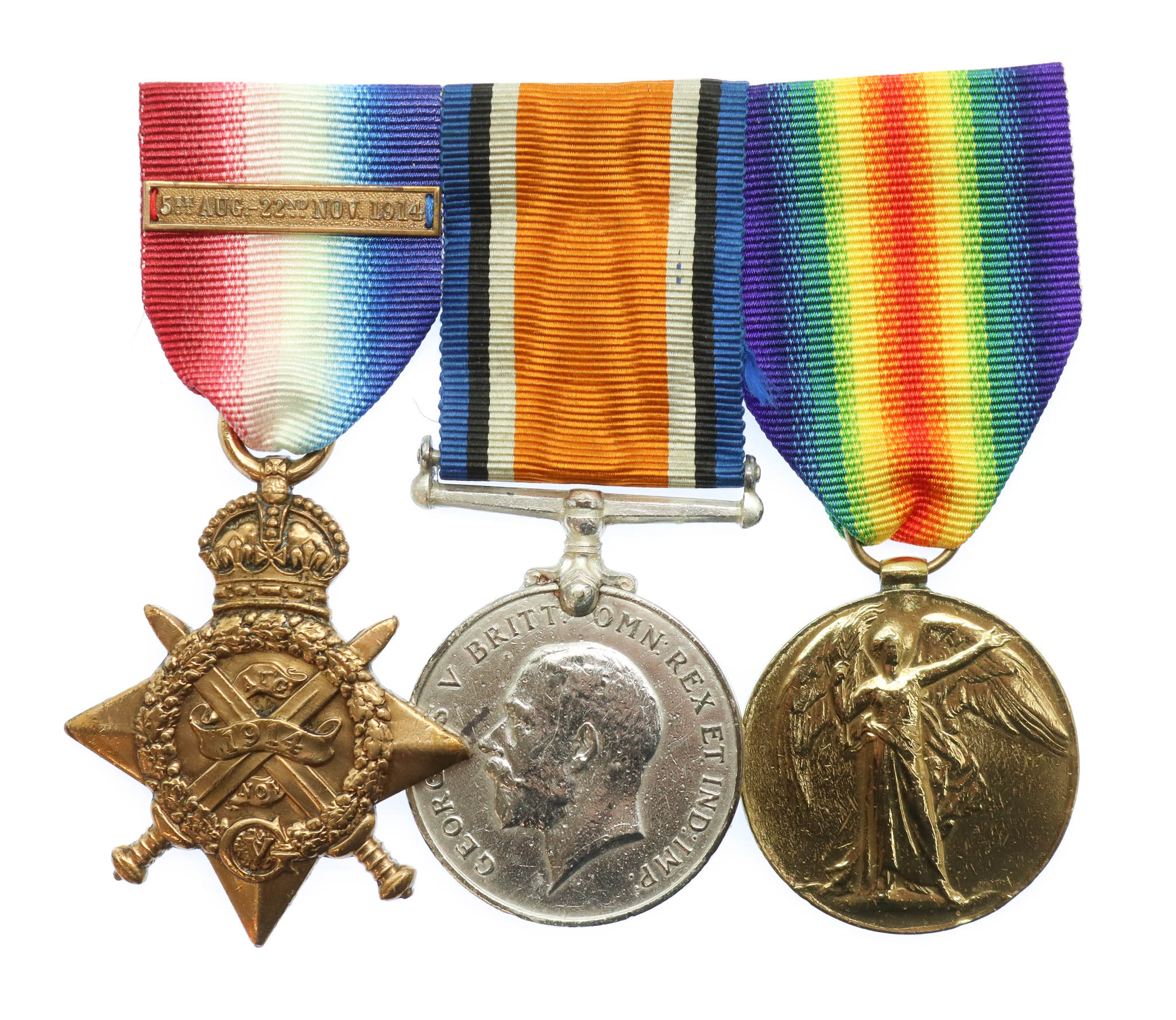 WW1 1914 Mons Star & Bar Medal Trio - Pte. J.E. Munday, 1st Bn. Hampshire Regiment
