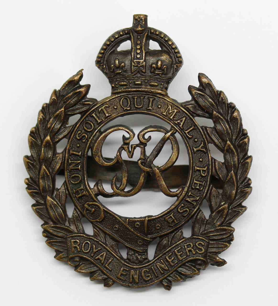 George VI Royal Engineers Officer's Service Dress Cap Badge