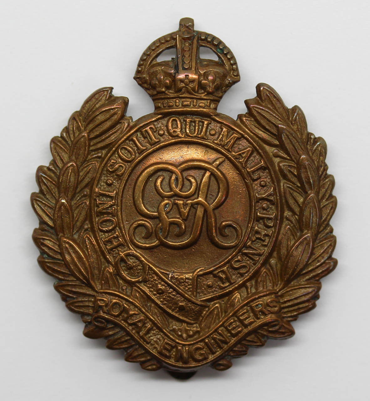 George V Royal Engineers WWI Economy Cap Badge (Non Voided Centre)
